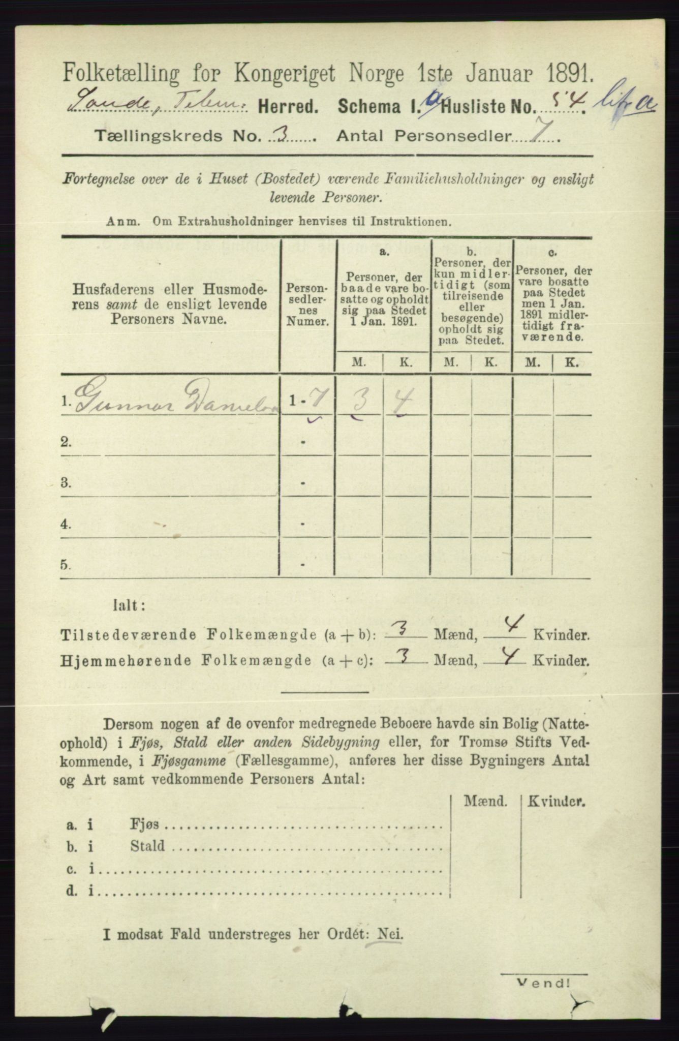 RA, 1891 census for 0822 Sauherad, 1891, p. 722