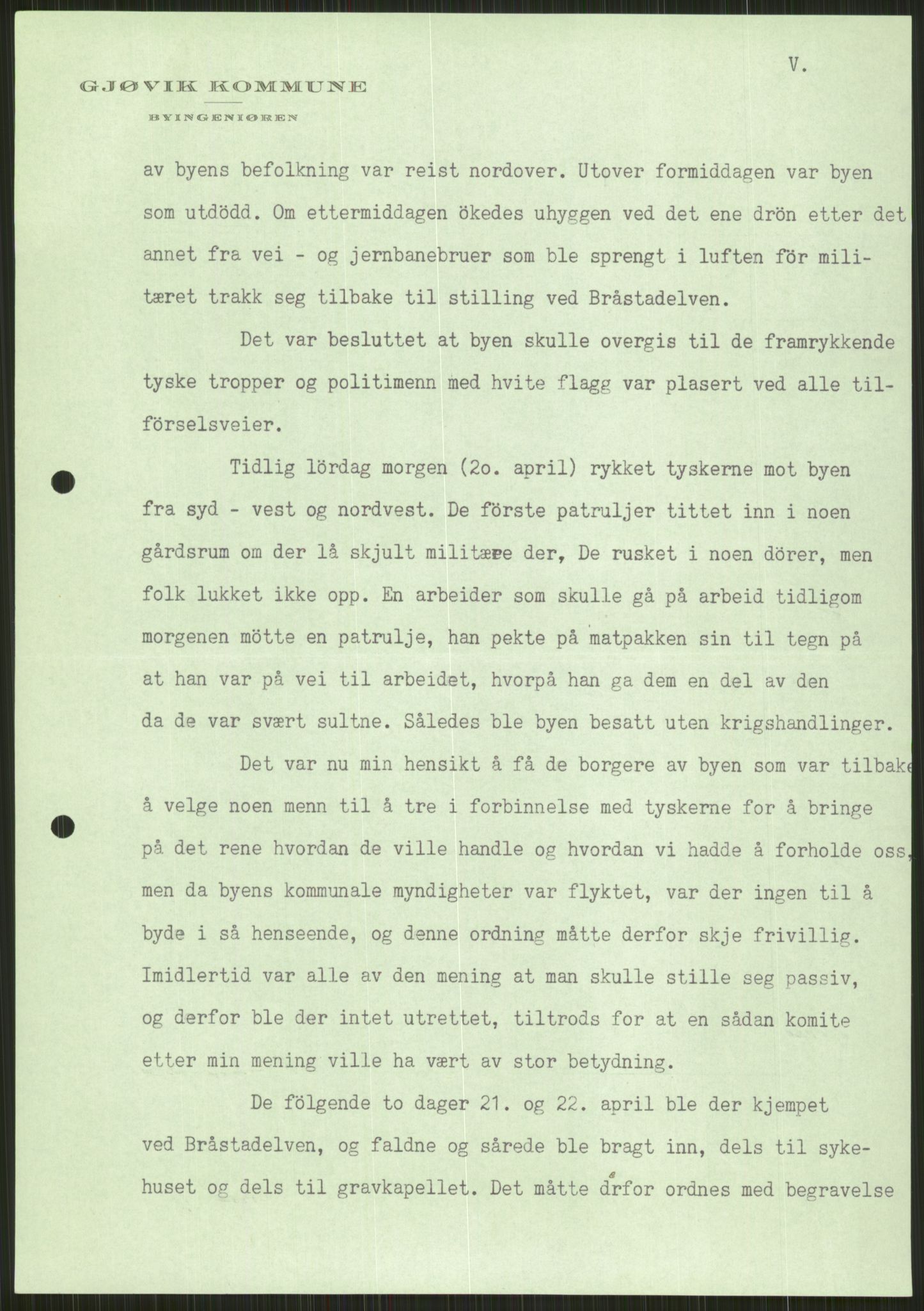 Forsvaret, Forsvarets krigshistoriske avdeling, AV/RA-RAFA-2017/Y/Ya/L0014: II-C-11-31 - Fylkesmenn.  Rapporter om krigsbegivenhetene 1940., 1940, p. 168