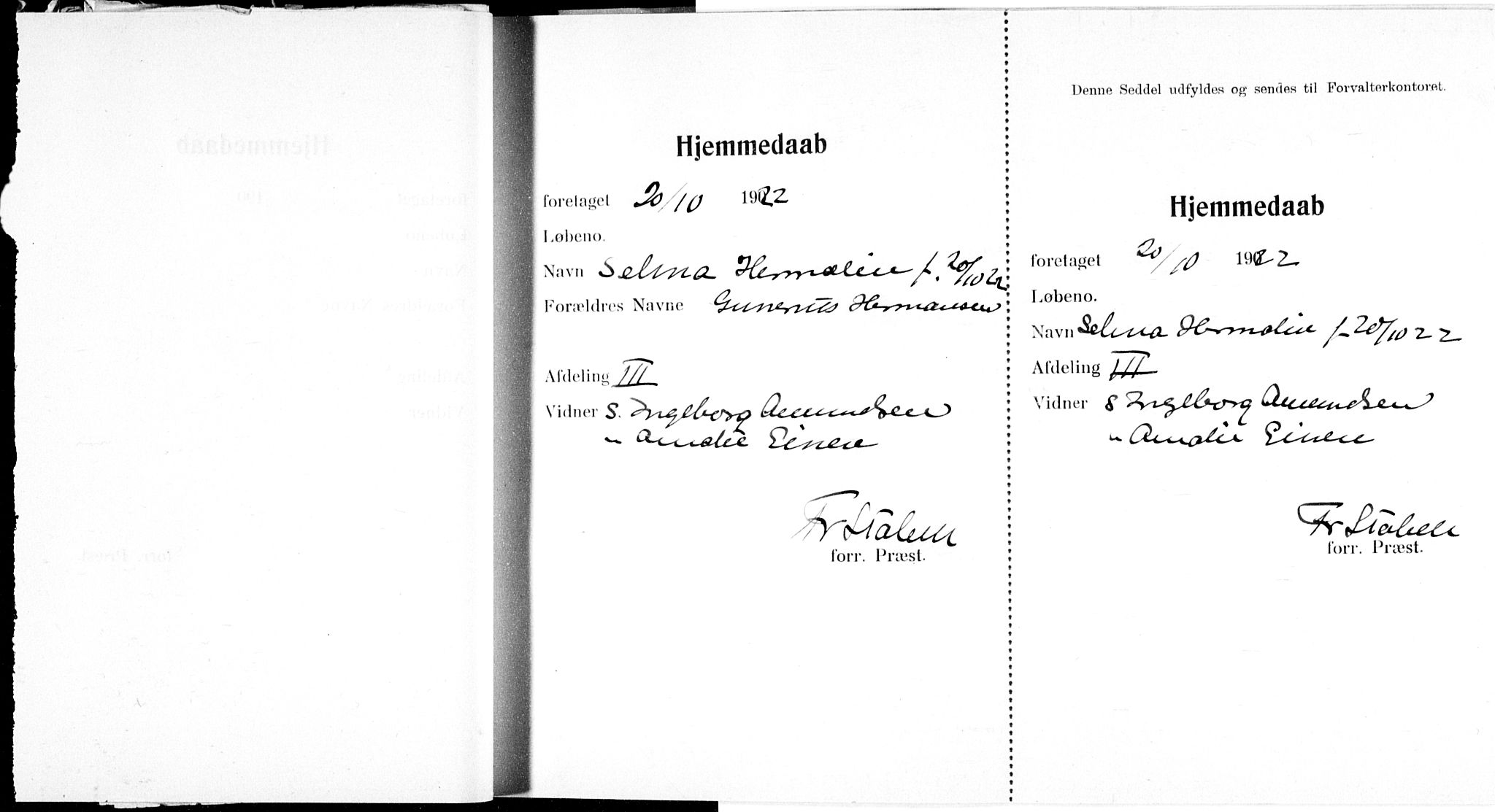 Ullevål sykehus prestekontor Kirkebøker, AV/SAO-A-10542a/K/Ka/L0004: Baptism register no. 4, 1906-1926