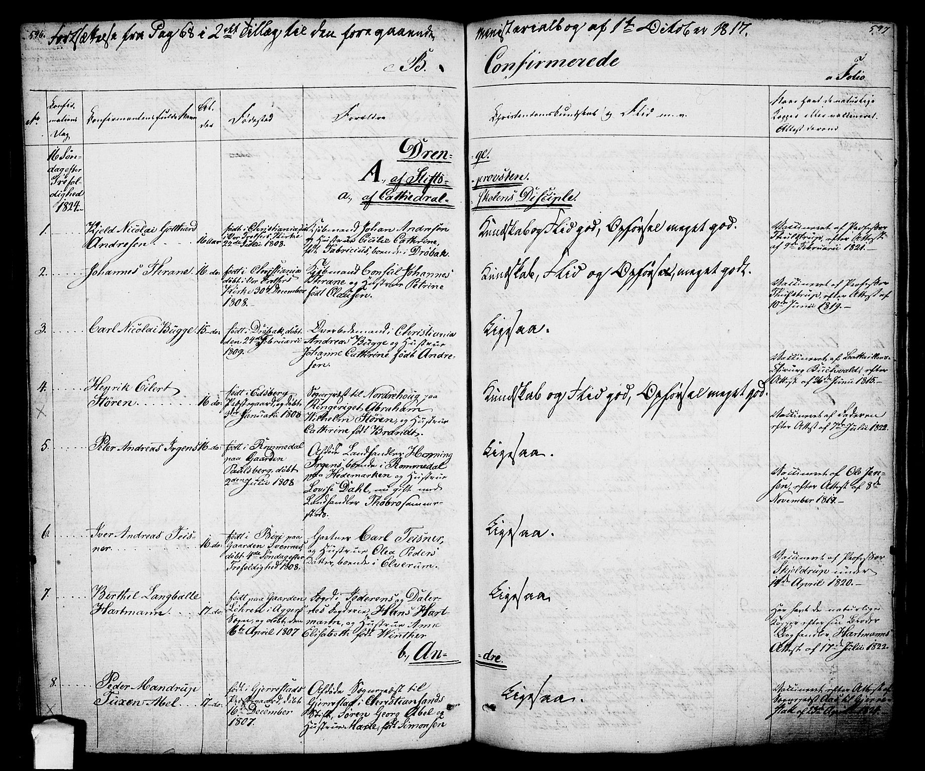 Oslo domkirke Kirkebøker, SAO/A-10752/F/Fa/L0010: Parish register (official) no. 10, 1824-1830, p. 596-597