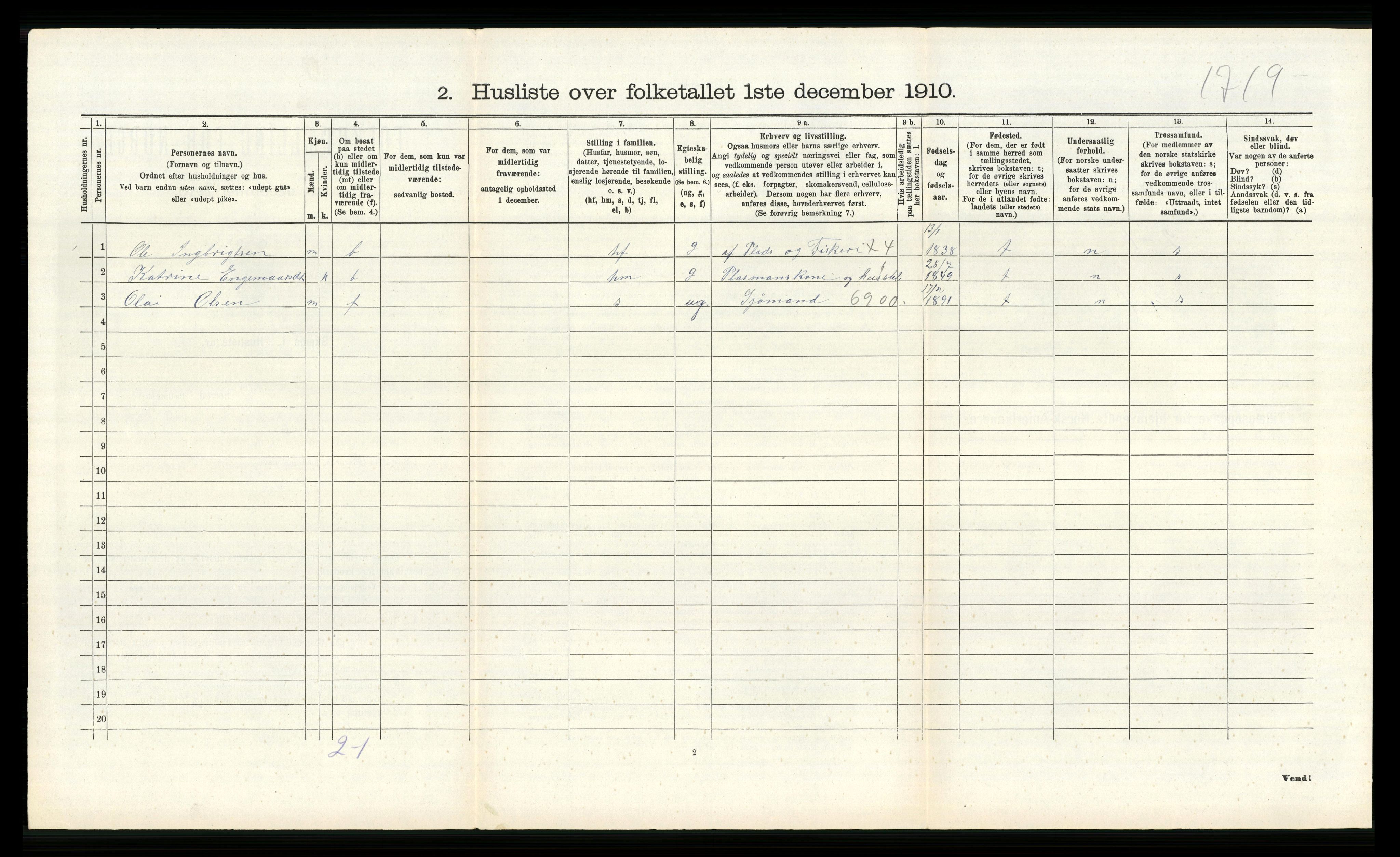 RA, 1910 census for Fitjar, 1910, p. 298