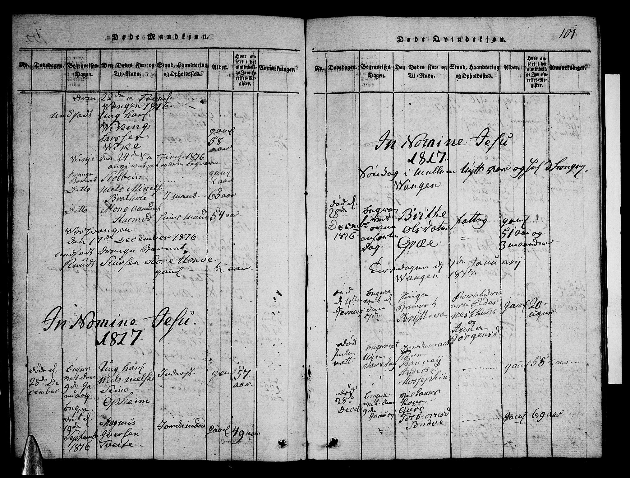 Voss sokneprestembete, AV/SAB-A-79001/H/Hab: Parish register (copy) no. A 1, 1816-1818, p. 101