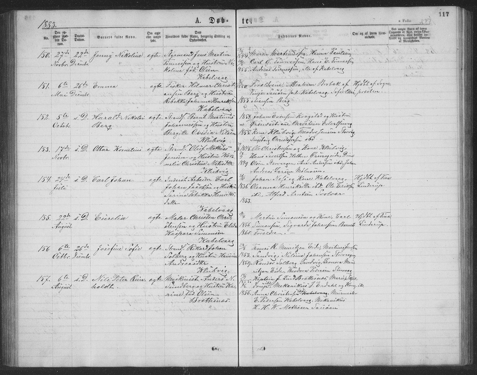 Ministerialprotokoller, klokkerbøker og fødselsregistre - Nordland, AV/SAT-A-1459/874/L1075: Parish register (copy) no. 874C04, 1876-1883, p. 117