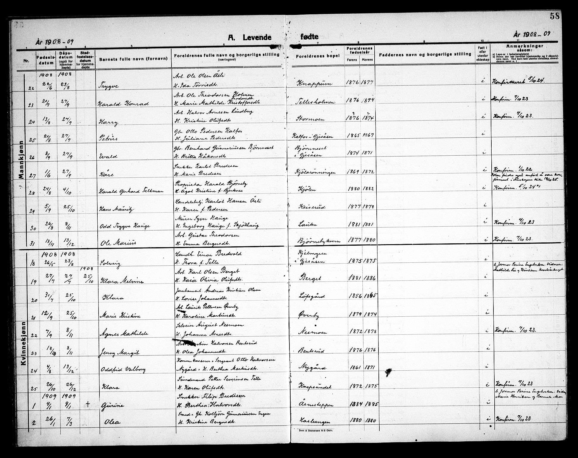 Åsnes prestekontor, AV/SAH-PREST-042/H/Ha/Haa/L0000C: Parish register (official) no. 0A, 1890-1929, p. 58