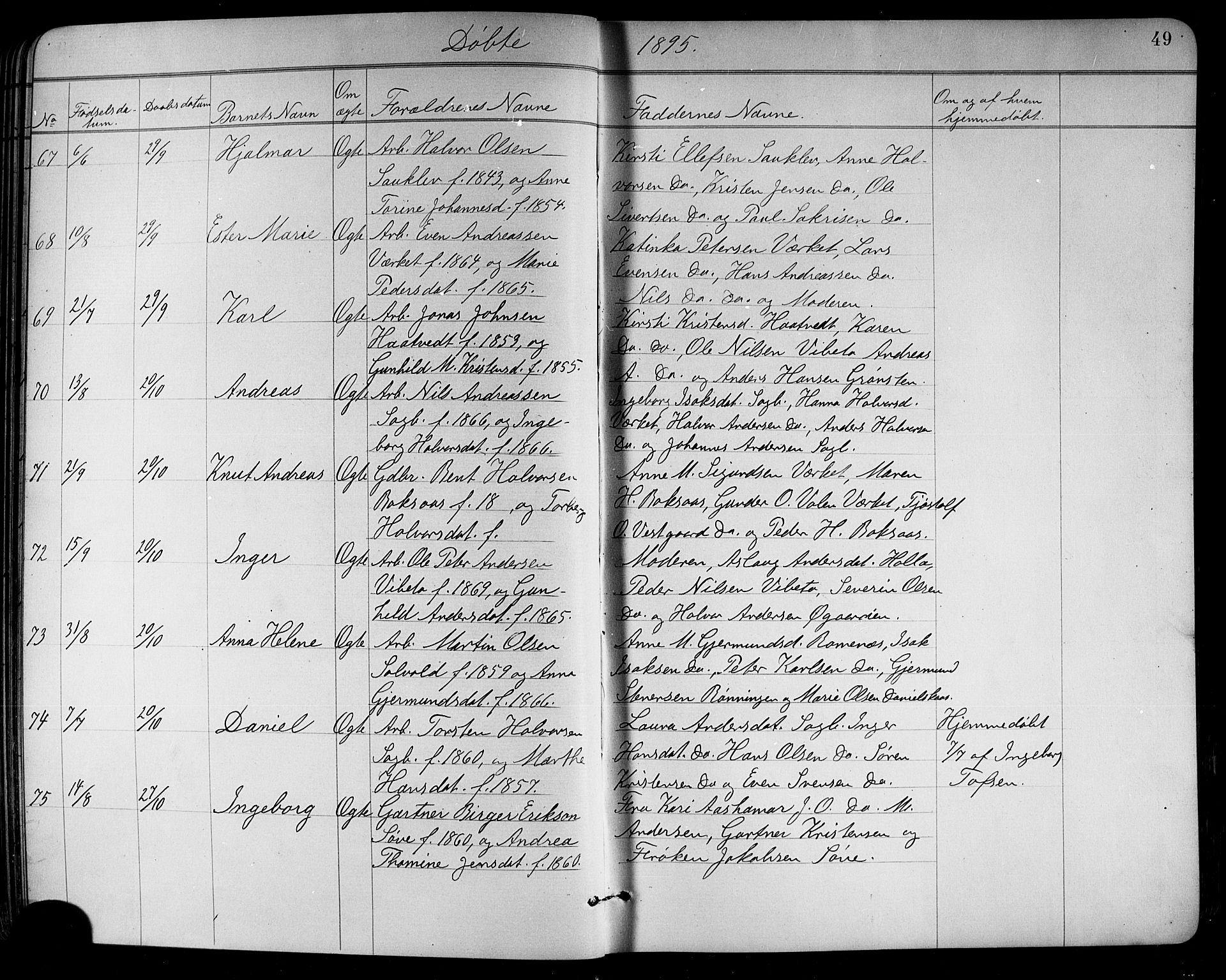 Holla kirkebøker, AV/SAKO-A-272/G/Ga/L0005: Parish register (copy) no. I 5, 1891-1917, p. 49