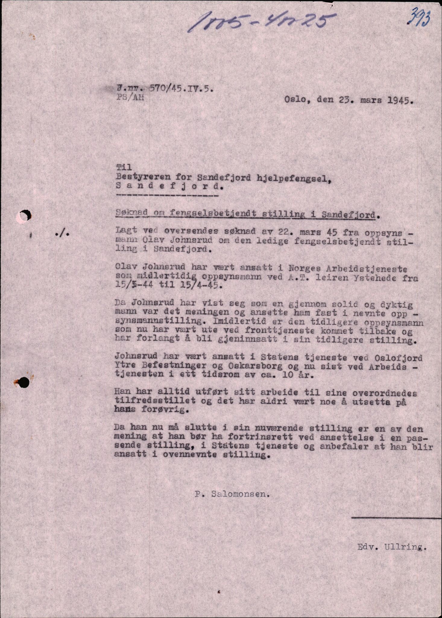 Norges arbeidstjeneste, AV/RA-S-5014/D/Da/Dad/L0096/0008: Forvaltningsavdelingen, 5. kontor / 1005-40025 Leiren på Ystehede, 1942-1945