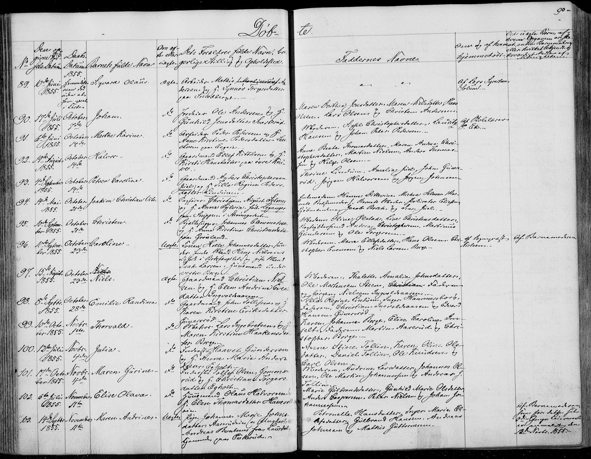 Skoger kirkebøker, SAKO/A-59/F/Fa/L0003: Parish register (official) no. I 3, 1842-1861, p. 90