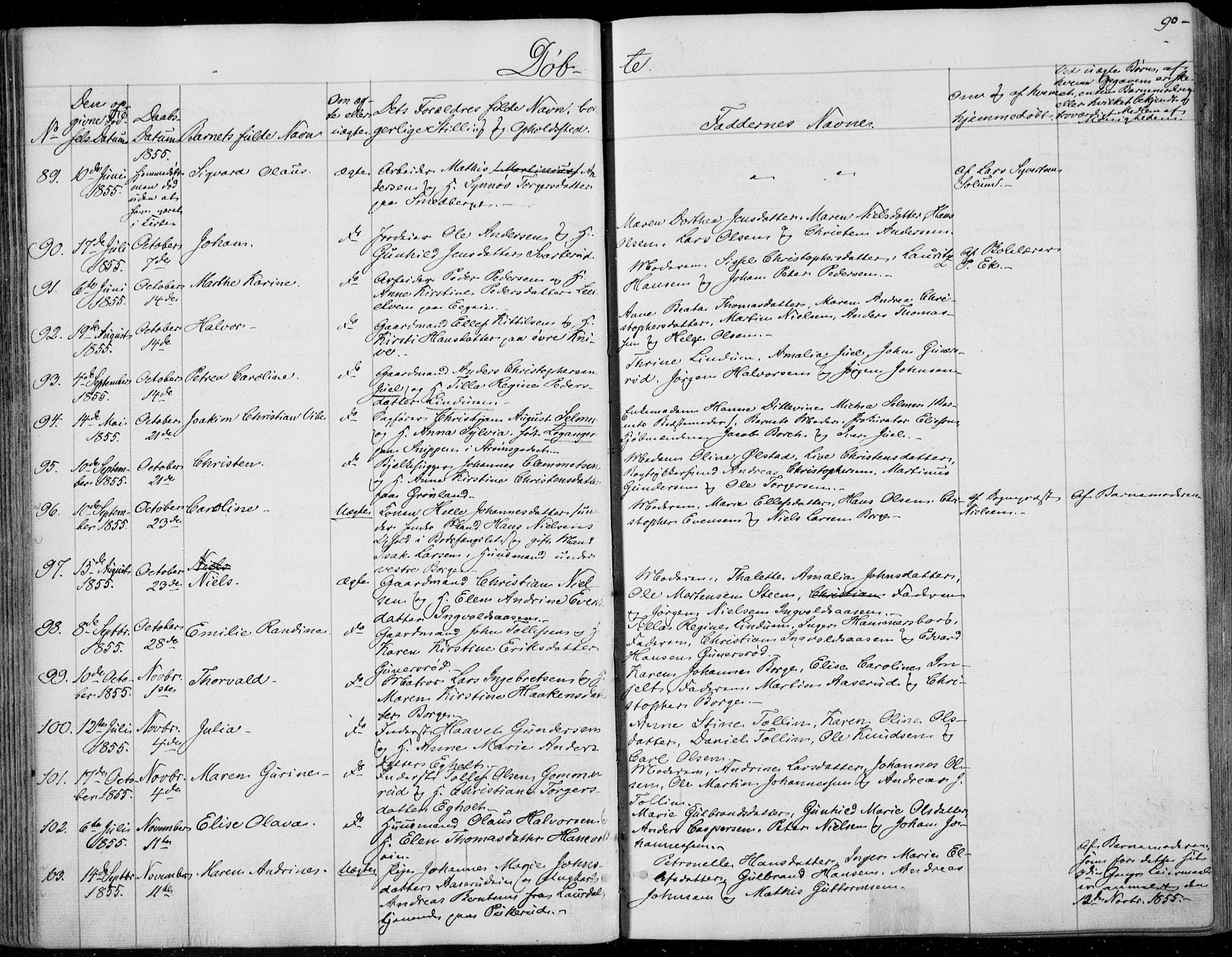 Skoger kirkebøker, AV/SAKO-A-59/F/Fa/L0003: Parish register (official) no. I 3, 1842-1861, p. 90