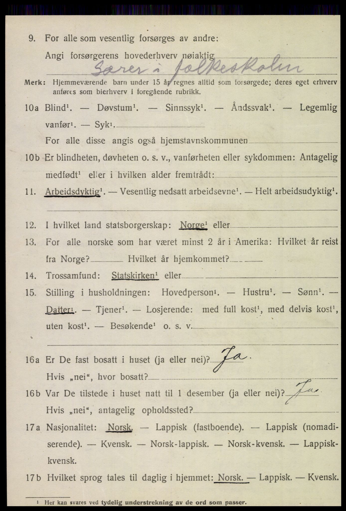 SAT, 1920 census for Tjøtta, 1920, p. 2422