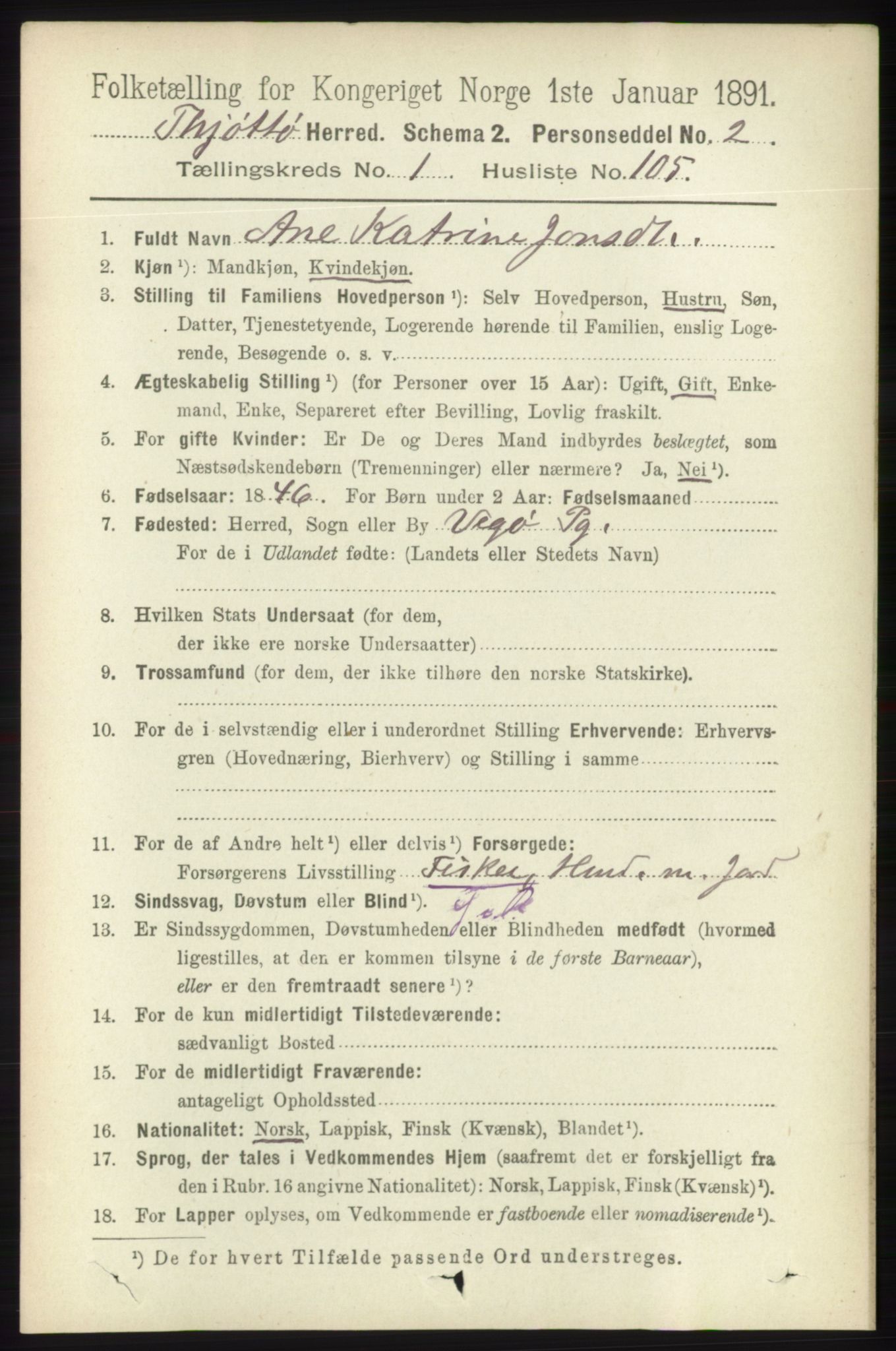 RA, 1891 census for 1817 Tjøtta, 1891, p. 820