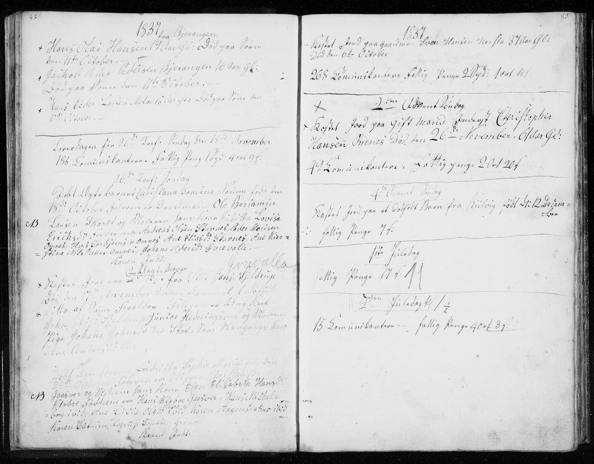 Ministerialprotokoller, klokkerbøker og fødselsregistre - Nordland, AV/SAT-A-1459/843/L0632: Parish register (copy) no. 843C01, 1833-1853, p. 82-83
