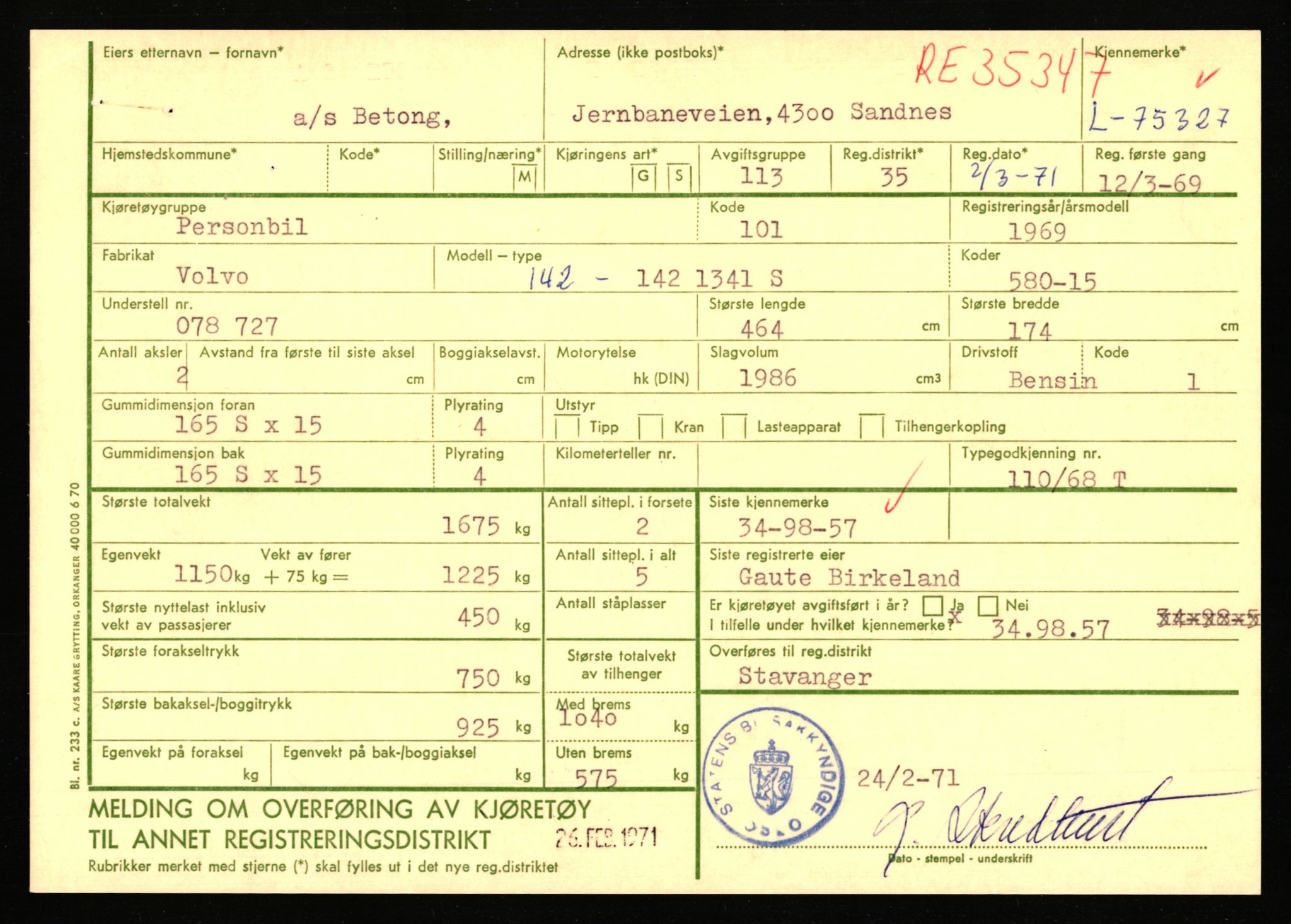 Stavanger trafikkstasjon, AV/SAST-A-101942/0/F/L0068: L-75000 - L-76799, 1930-1971, p. 419