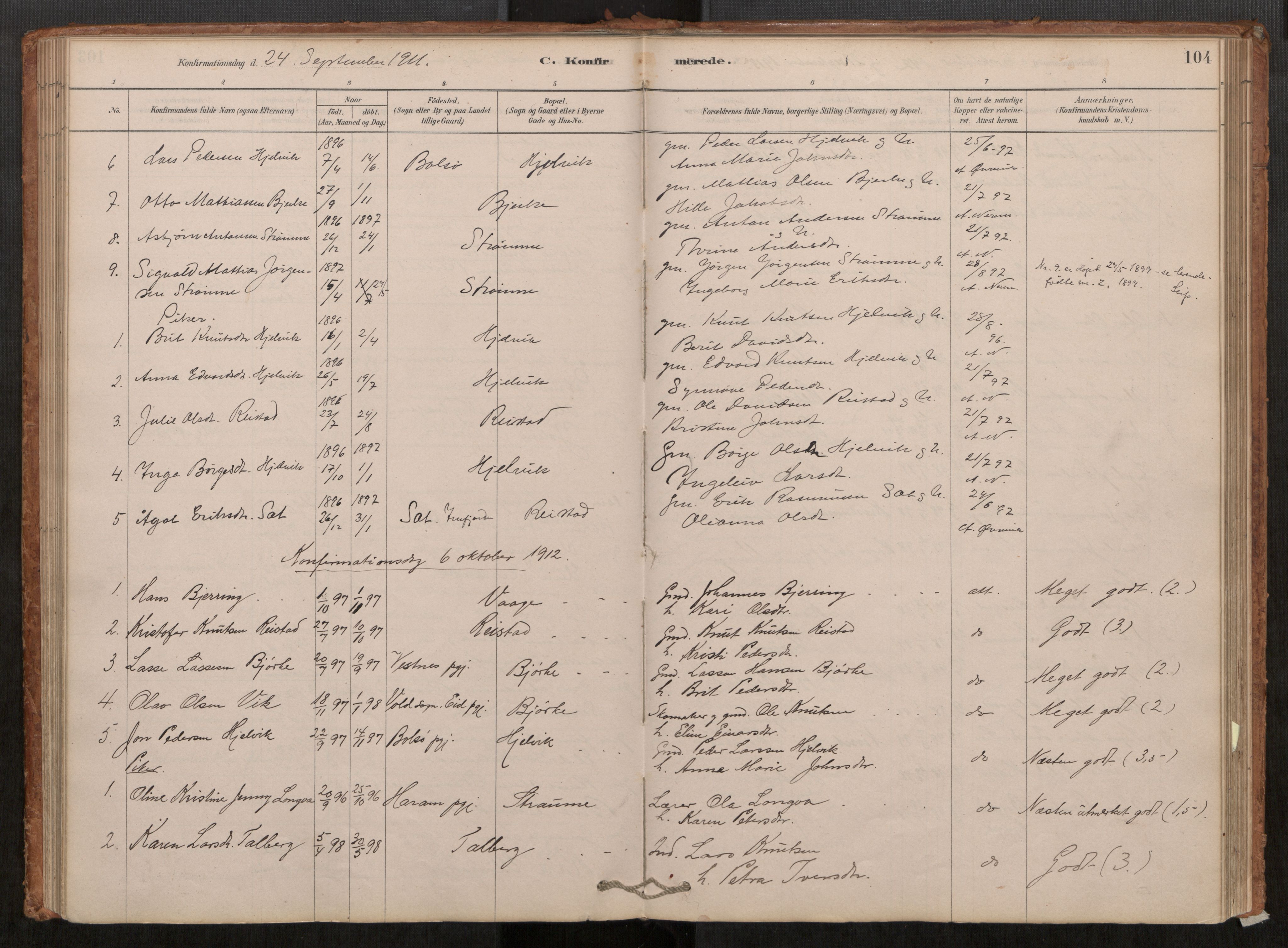 Ministerialprotokoller, klokkerbøker og fødselsregistre - Møre og Romsdal, SAT/A-1454/550/L0621: Parish register (official) no. 550A01, 1878-1915, p. 104