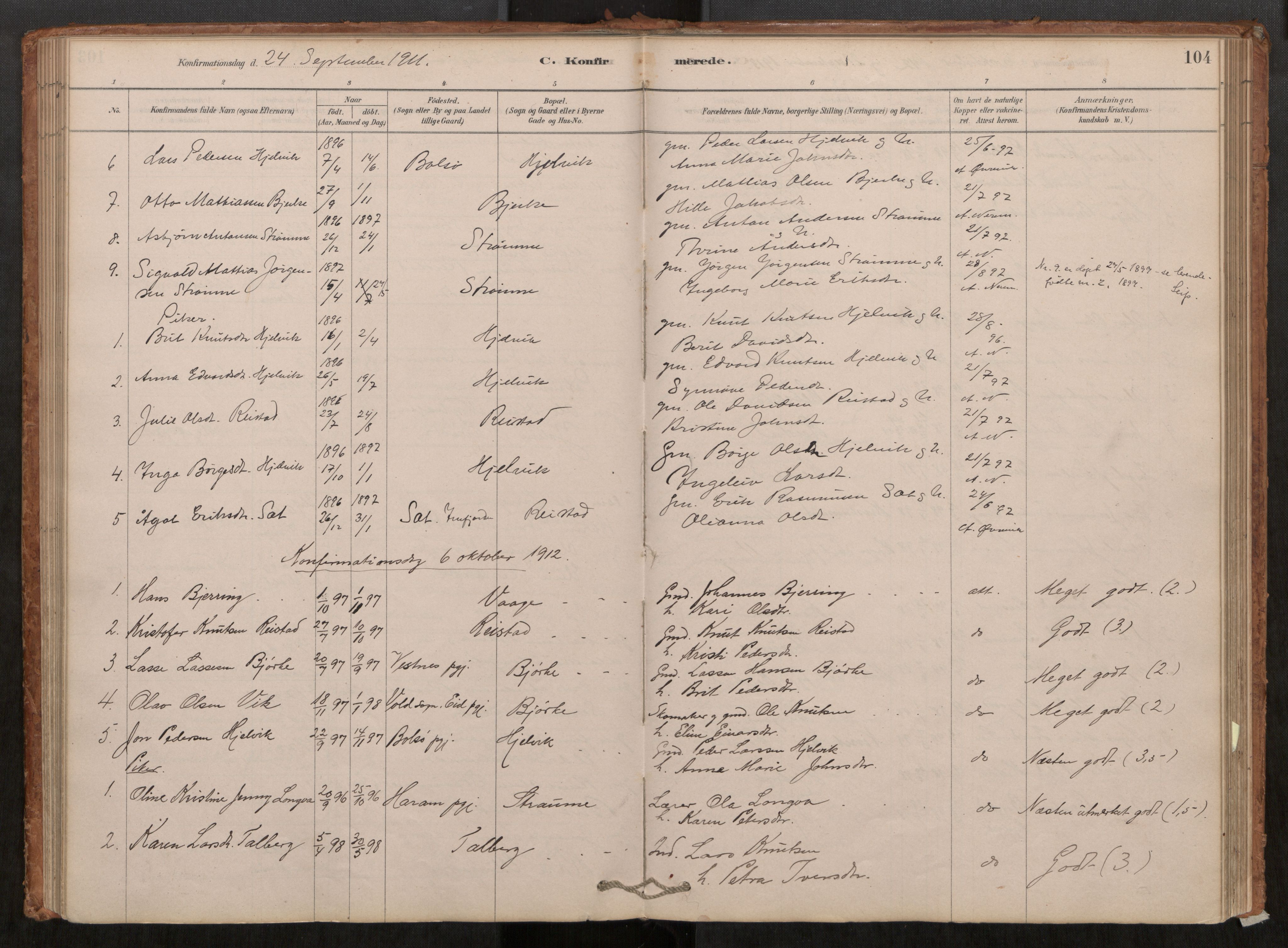 Ministerialprotokoller, klokkerbøker og fødselsregistre - Møre og Romsdal, AV/SAT-A-1454/550/L0621: Parish register (official) no. 550A01, 1878-1915, p. 104