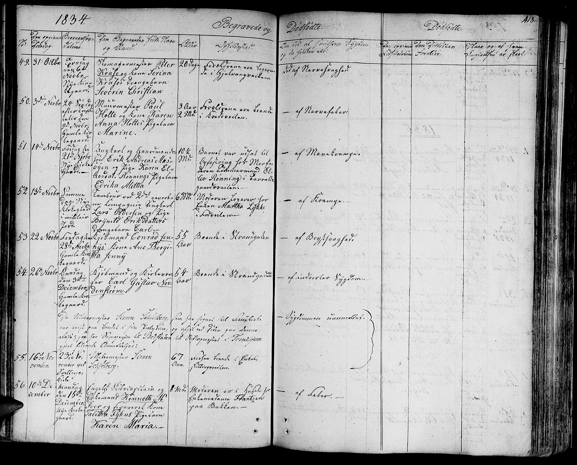 Ministerialprotokoller, klokkerbøker og fødselsregistre - Sør-Trøndelag, SAT/A-1456/602/L0109: Parish register (official) no. 602A07, 1821-1840, p. 418