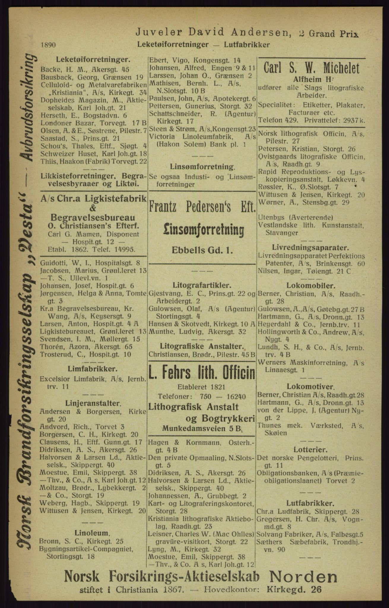 Kristiania/Oslo adressebok, PUBL/-, 1916, p. 1890