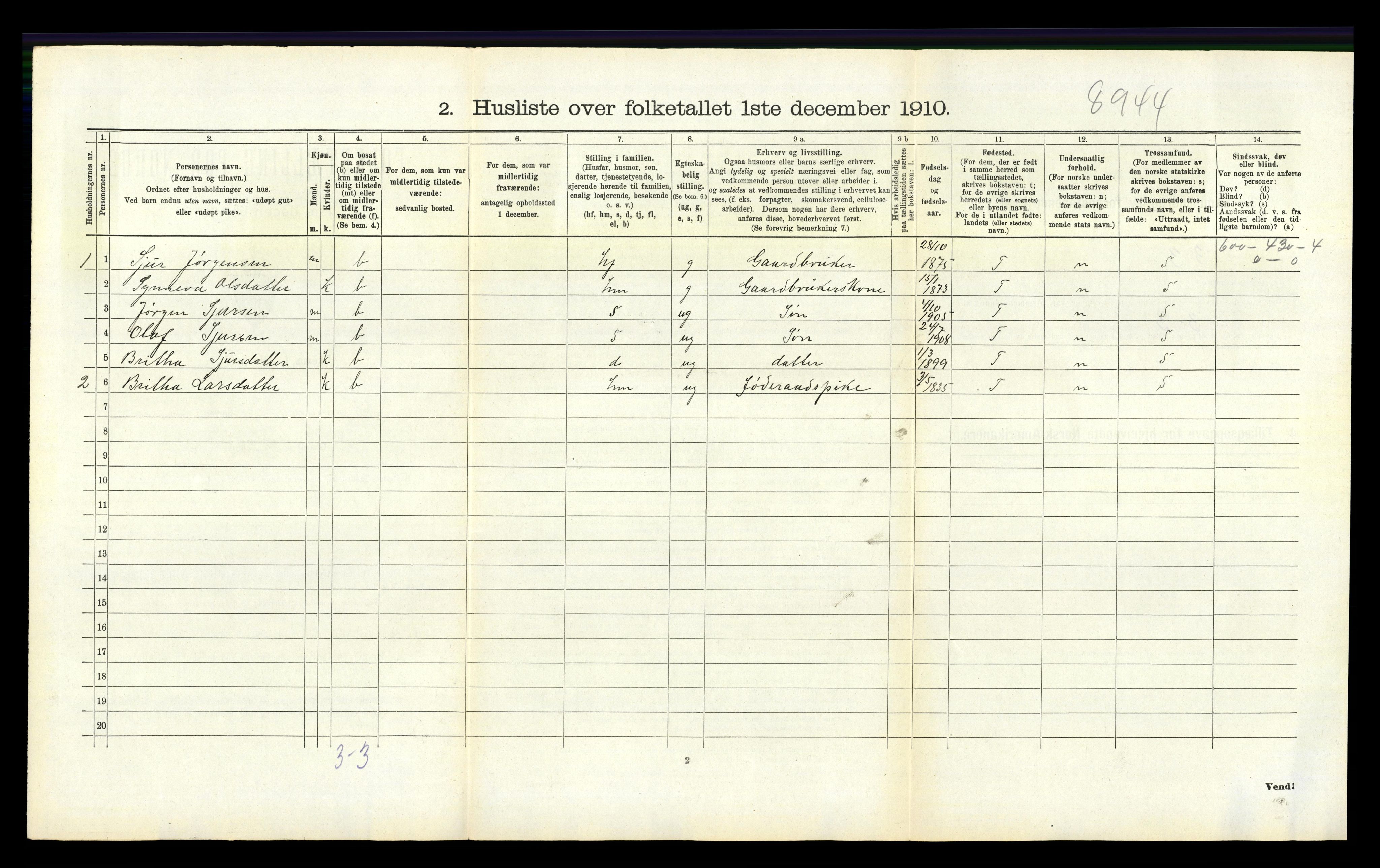 RA, 1910 census for Hamre, 1910, p. 247