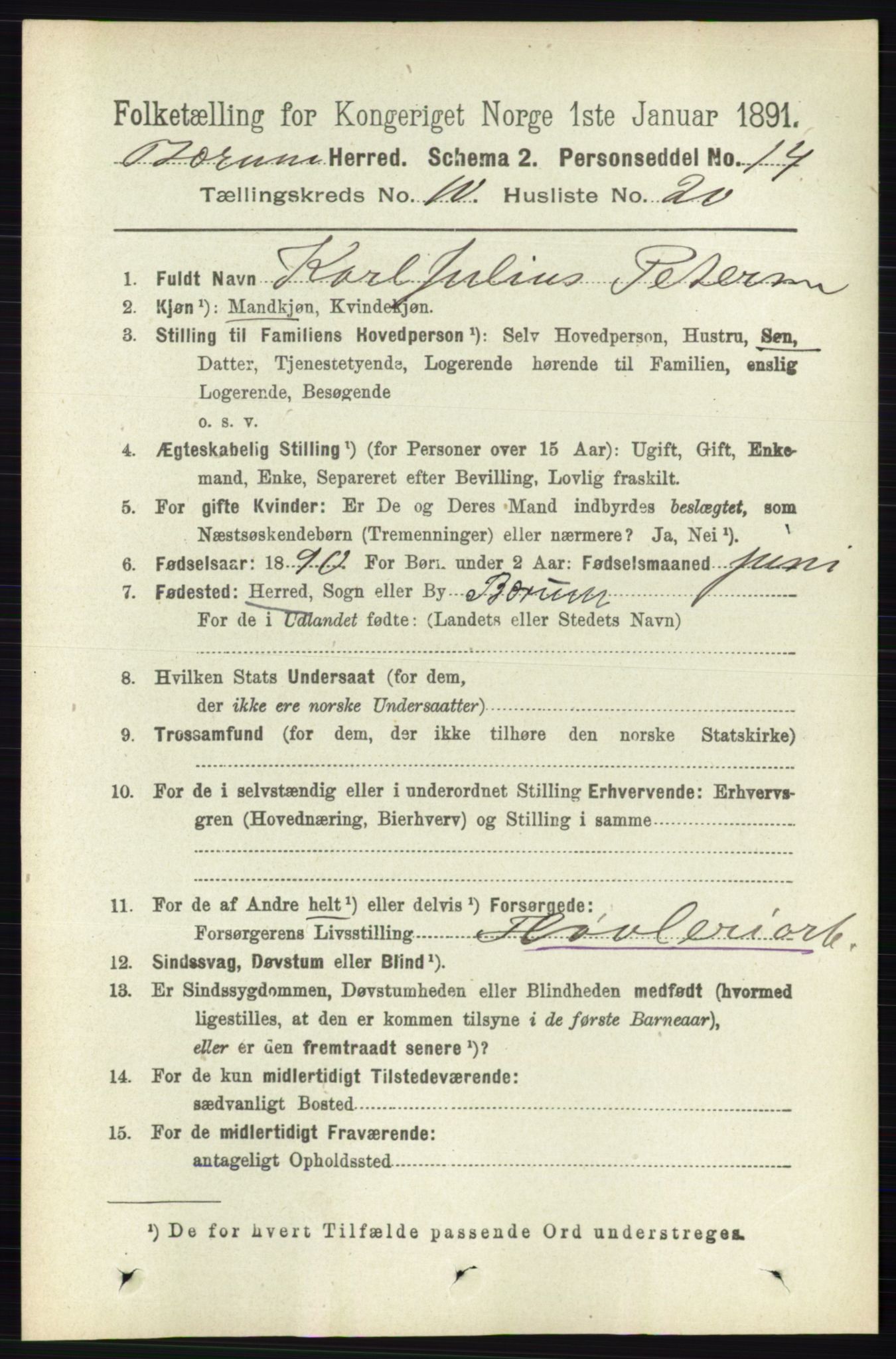 RA, 1891 census for 0219 Bærum, 1891, p. 6718