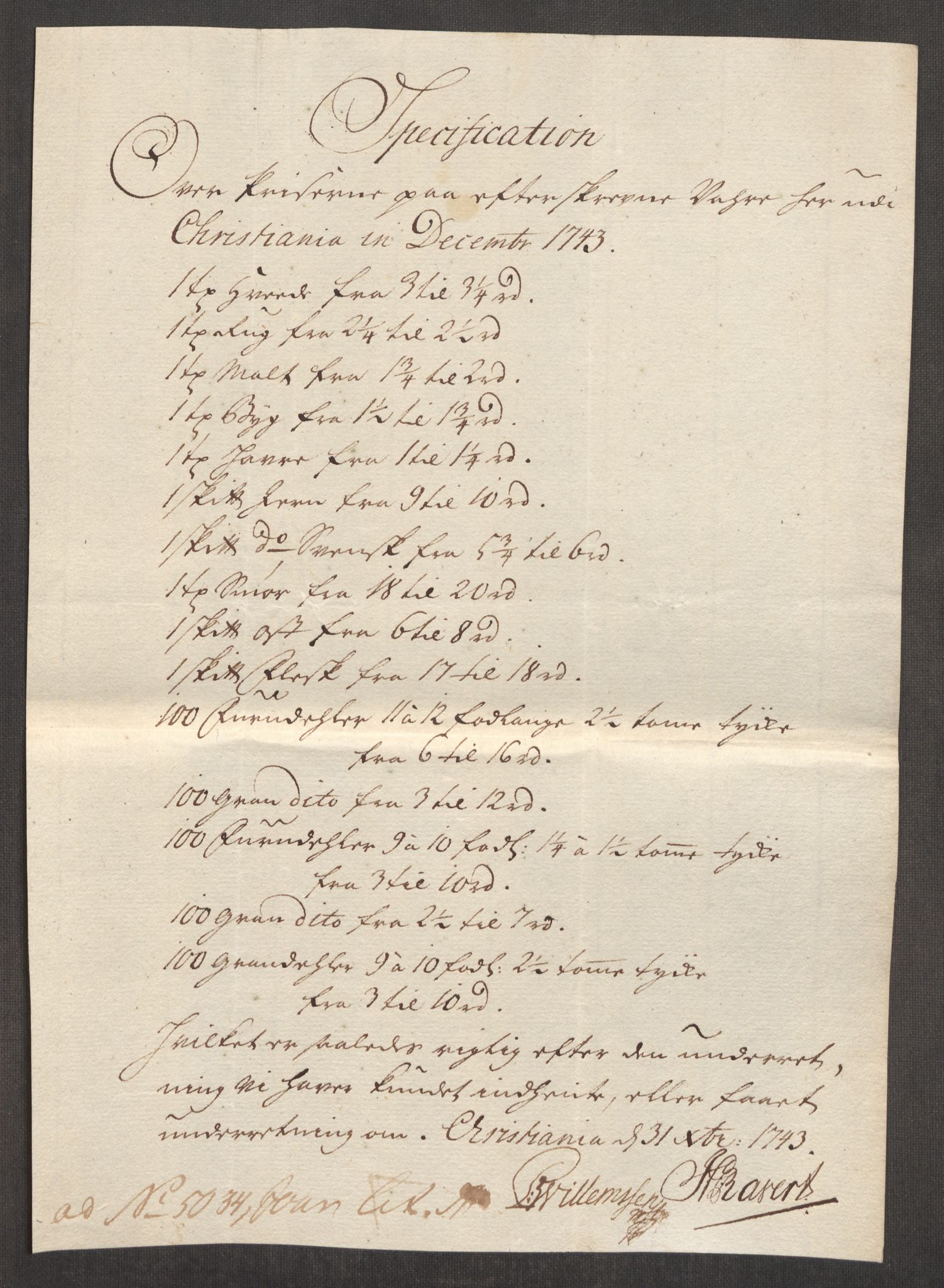 Rentekammeret inntil 1814, Realistisk ordnet avdeling, AV/RA-EA-4070/Oe/L0002: [Ø1]: Priskuranter, 1740-1744, p. 652