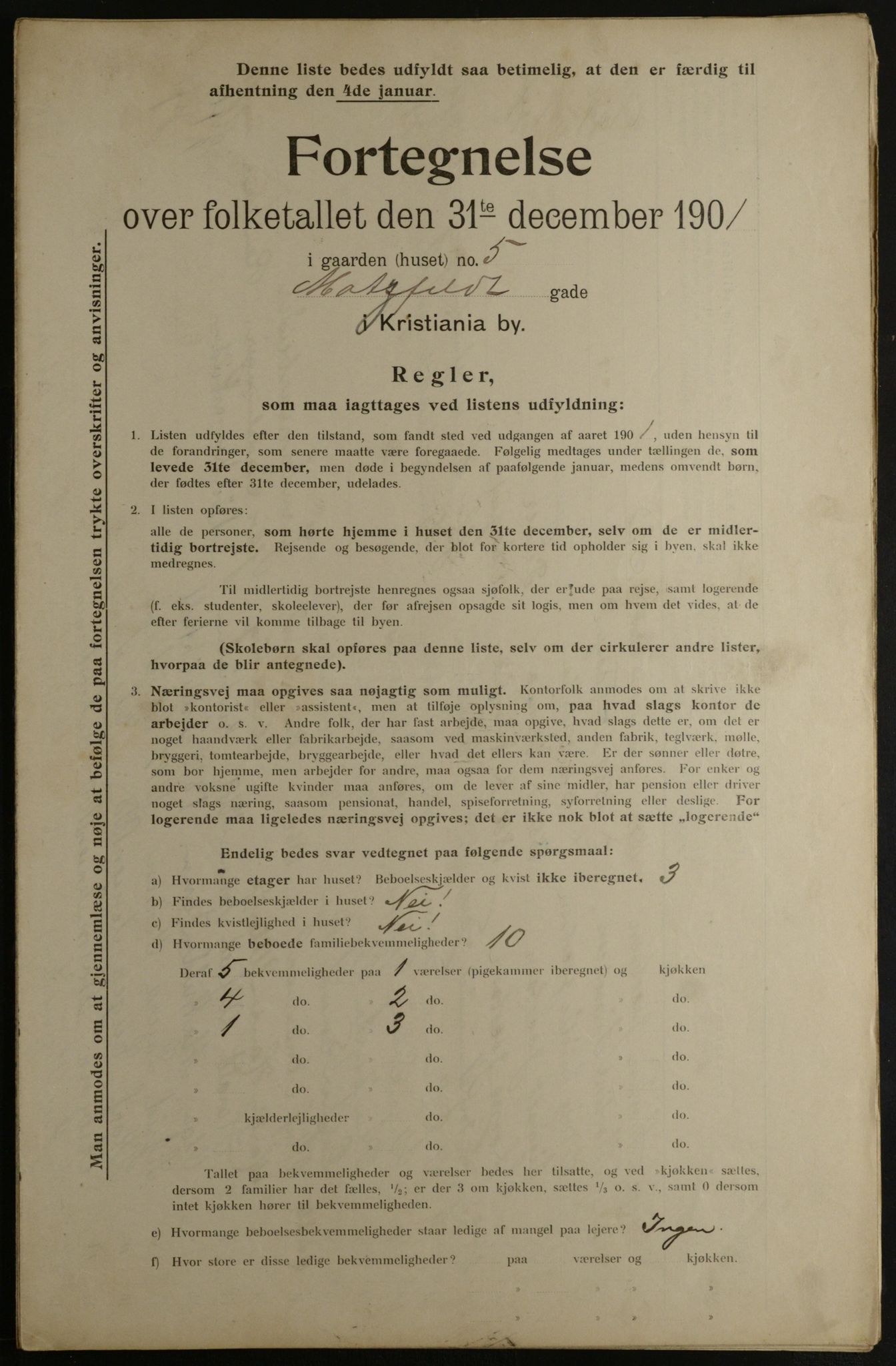 OBA, Municipal Census 1901 for Kristiania, 1901, p. 10123