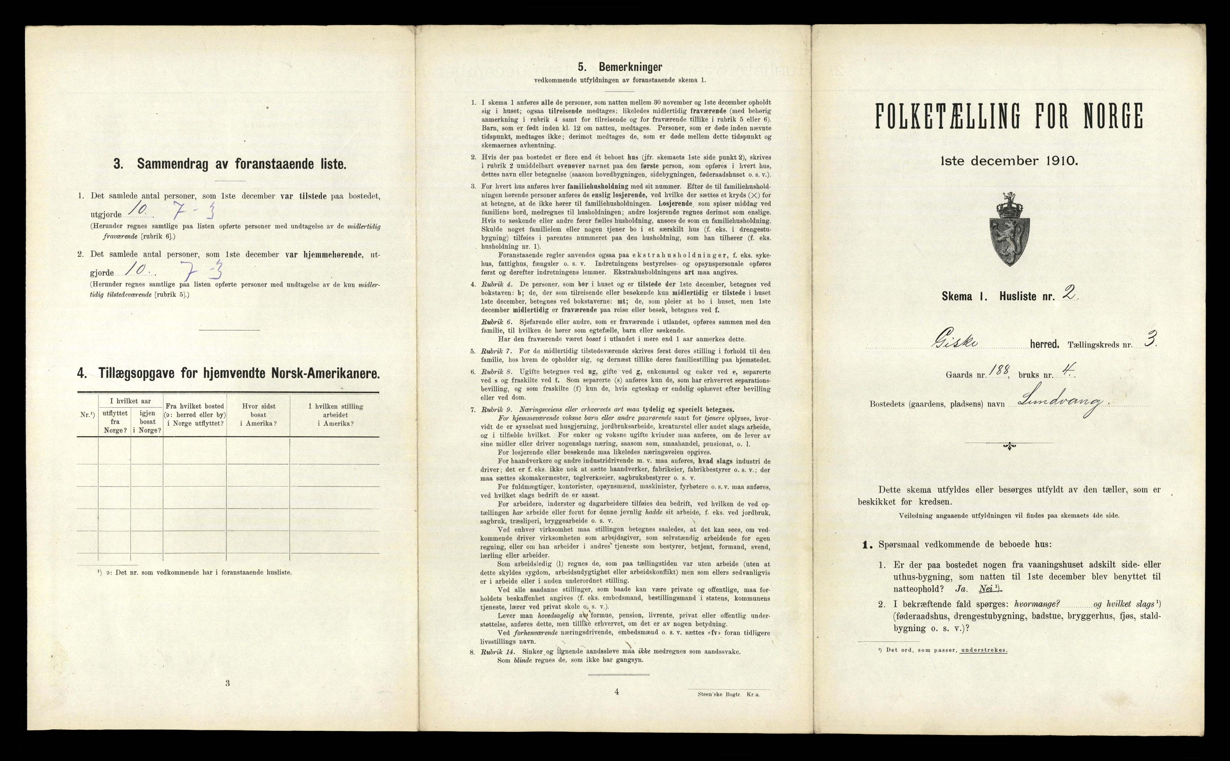 RA, 1910 census for Giske, 1910, p. 285