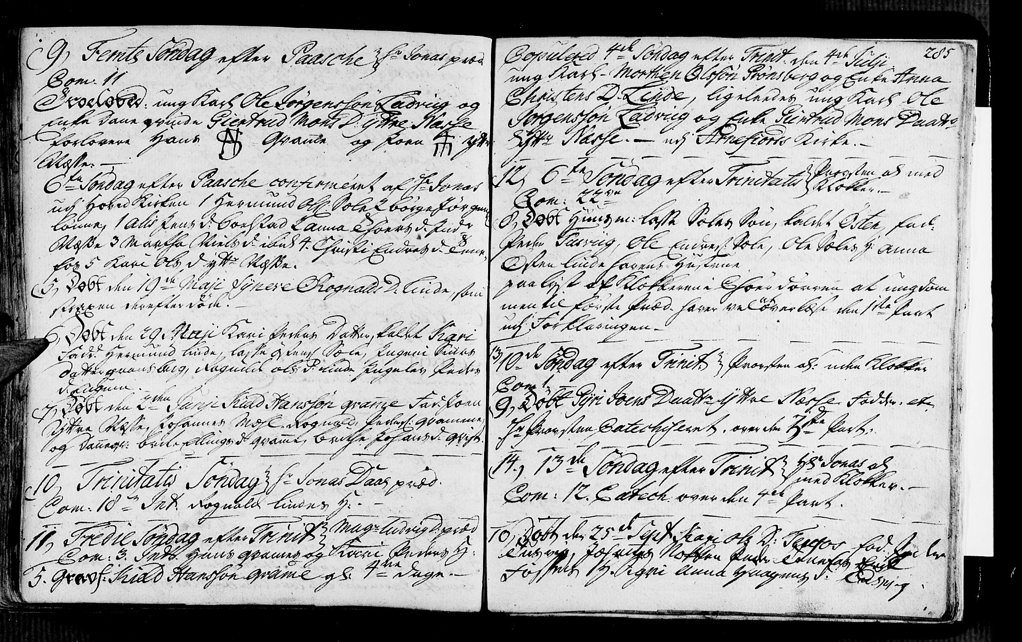 Vik sokneprestembete, AV/SAB-A-81501/H/Haa/Haaa/L0002: Parish register (official) no. A 2 / 4, 1740-1754, p. 285
