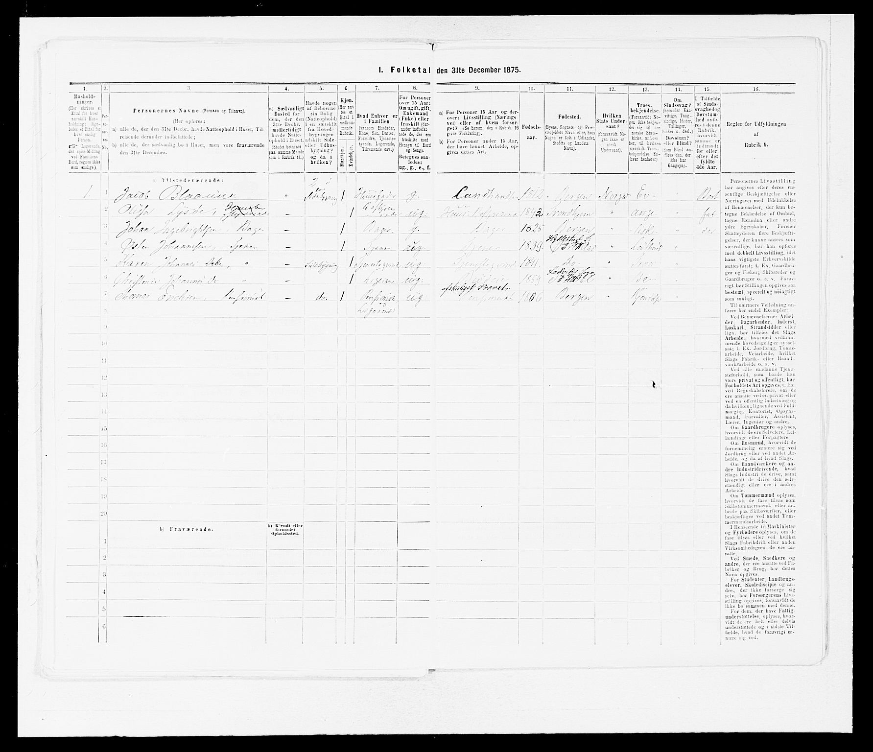 SAB, 1875 census for 1415P Lavik, 1875, p. 146