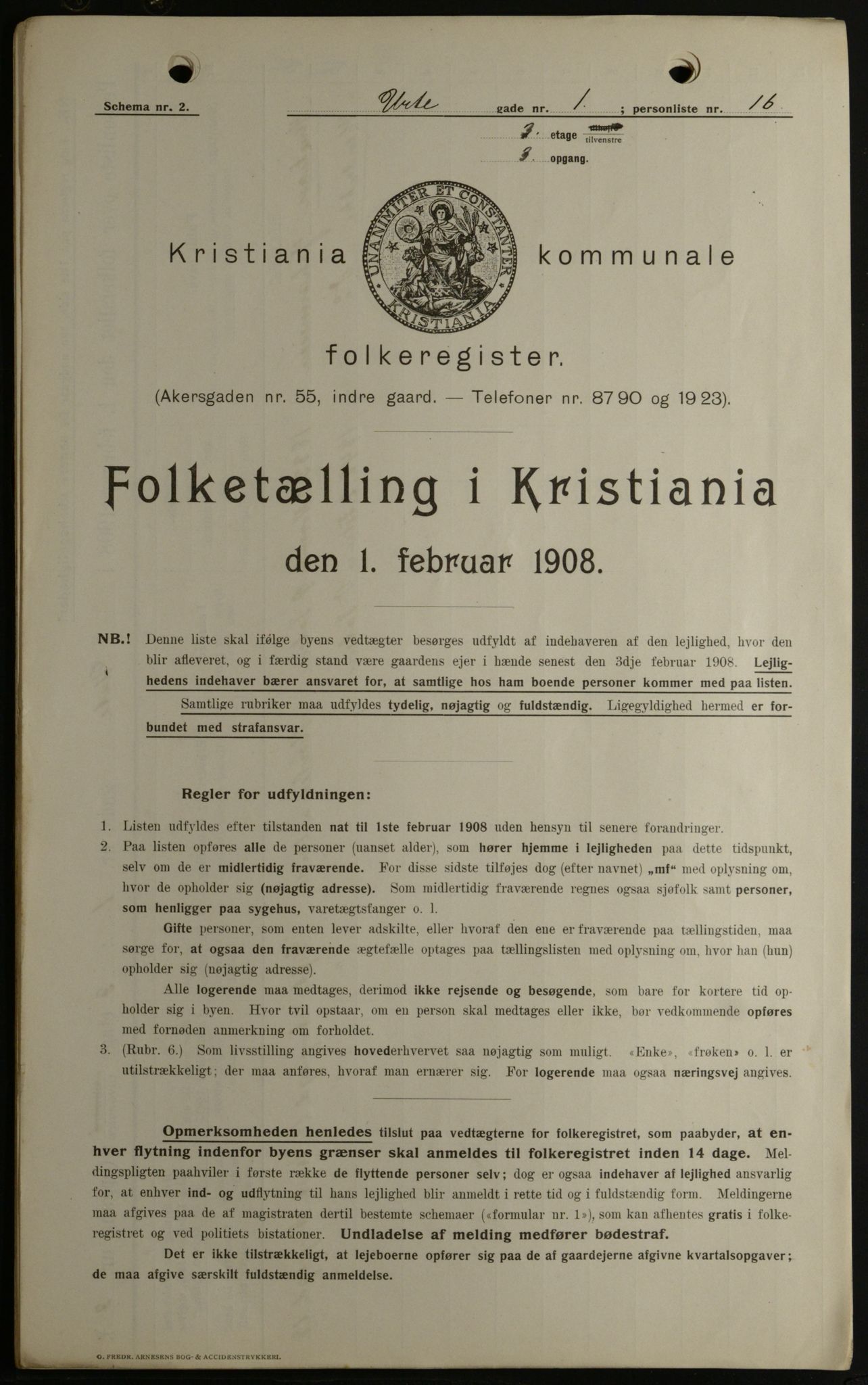 OBA, Municipal Census 1908 for Kristiania, 1908, p. 108219