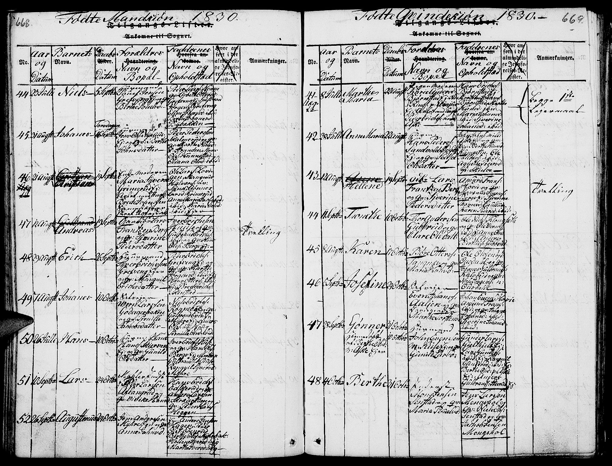 Nes prestekontor, Hedmark, AV/SAH-PREST-020/L/La/L0003: Parish register (copy) no. 3, 1814-1831, p. 668-669