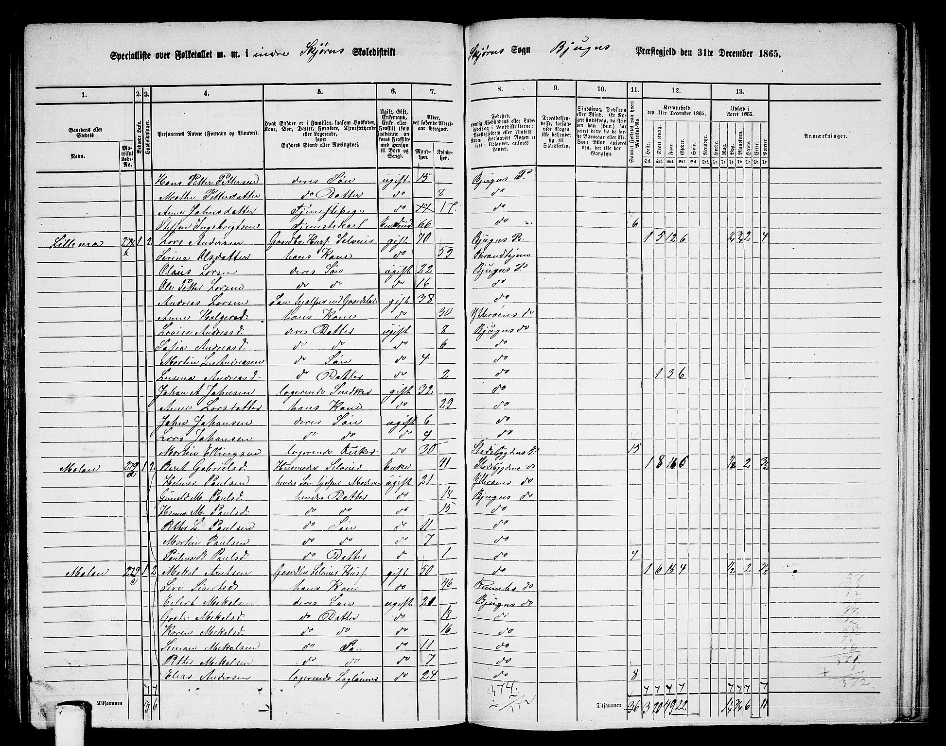 RA, 1865 census for Bjugn, 1865, p. 118