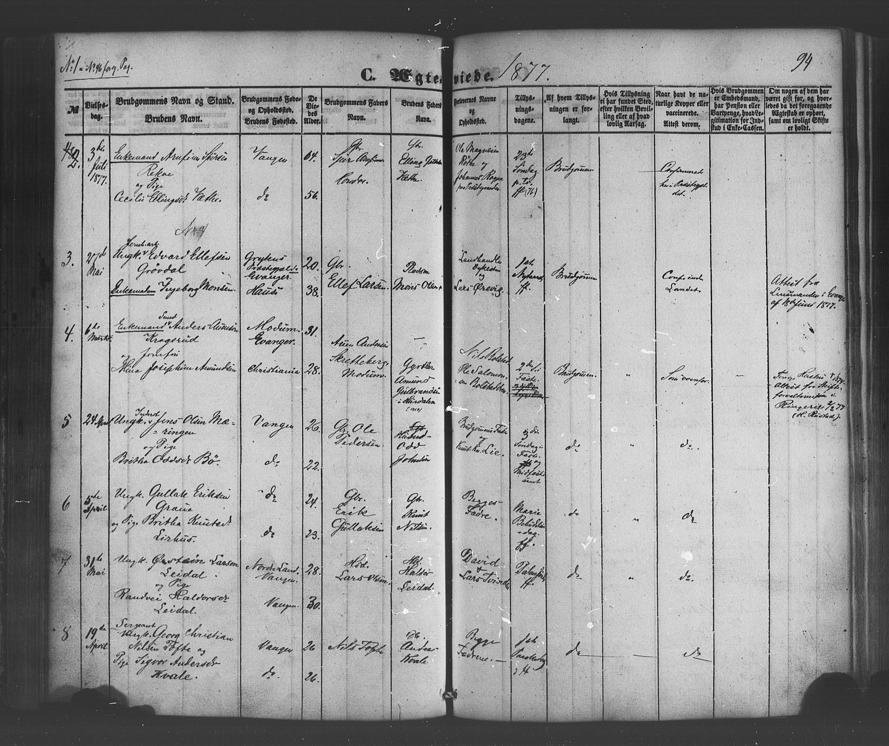 Voss sokneprestembete, SAB/A-79001/H/Haa: Parish register (official) no. A 19, 1851-1886, p. 94