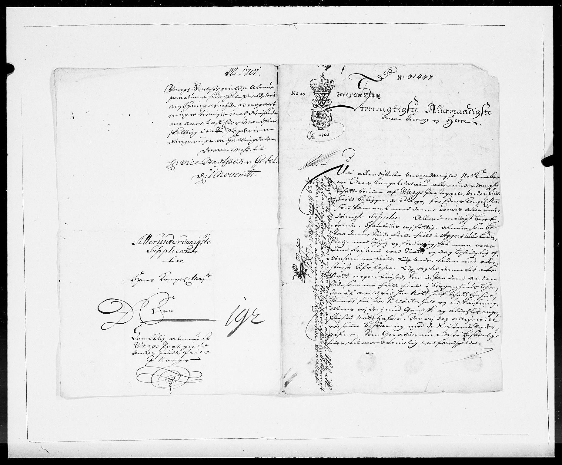 Danske Kanselli 1572-1799, AV/RA-EA-3023/F/Fc/Fcc/Fcca/L0052: Norske innlegg 1572-1799, 1701, p. 338