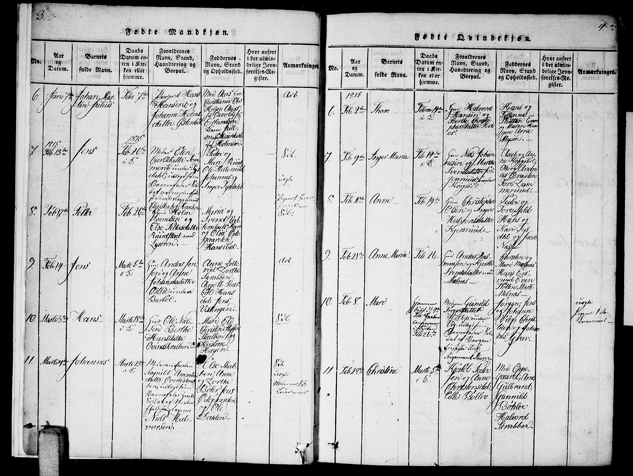 Enebakk prestekontor Kirkebøker, AV/SAO-A-10171c/F/Fa/L0006: Parish register (official) no. I 6, 1815-1832, p. 3-4