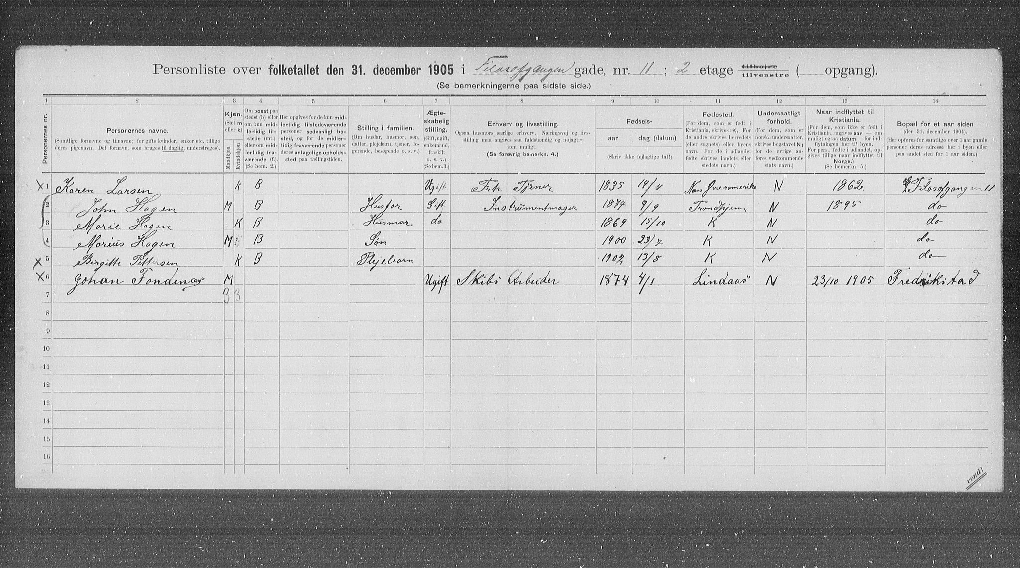 OBA, Municipal Census 1905 for Kristiania, 1905, p. 12530