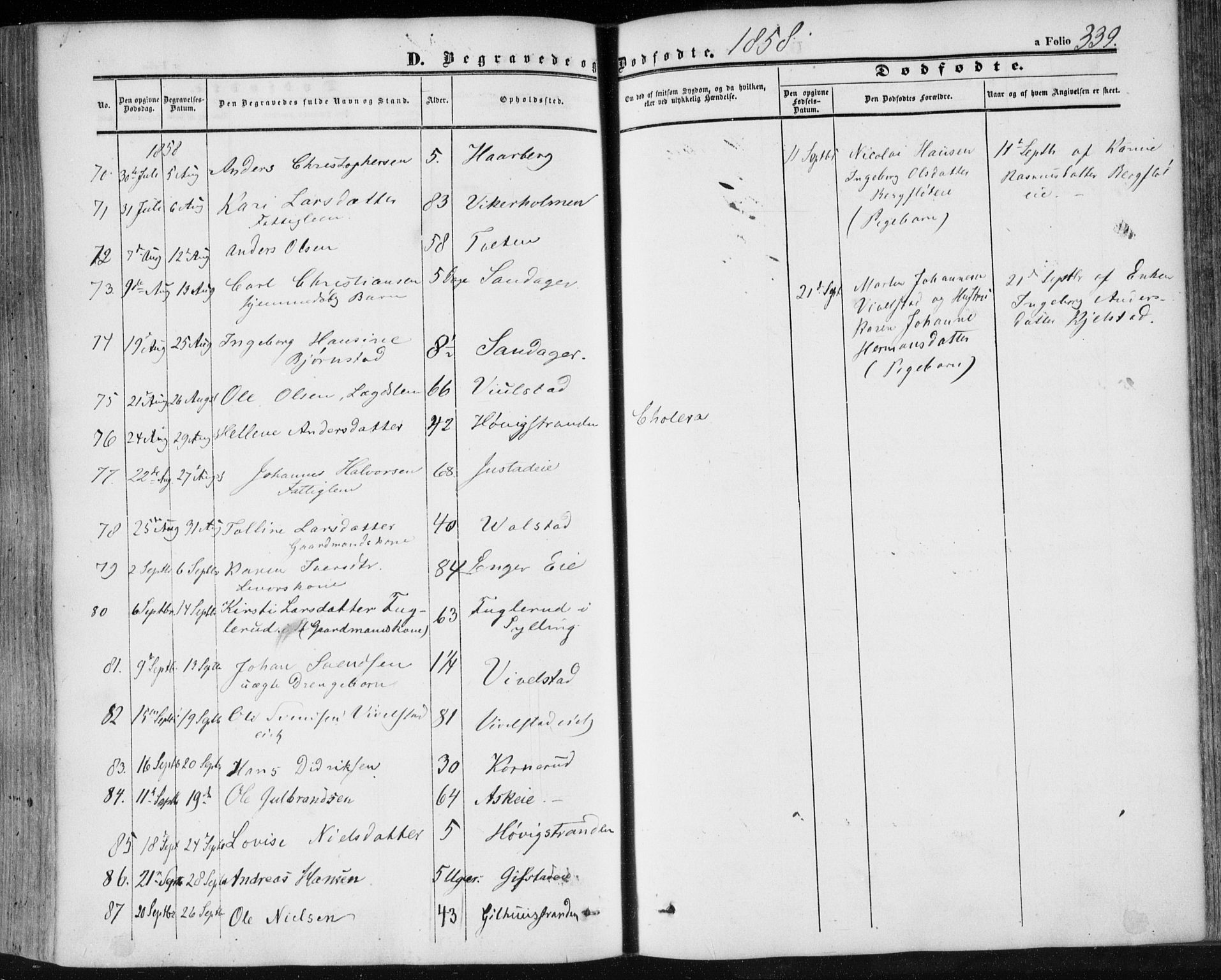Lier kirkebøker, SAKO/A-230/F/Fa/L0012: Parish register (official) no. I 12, 1854-1864, p. 339