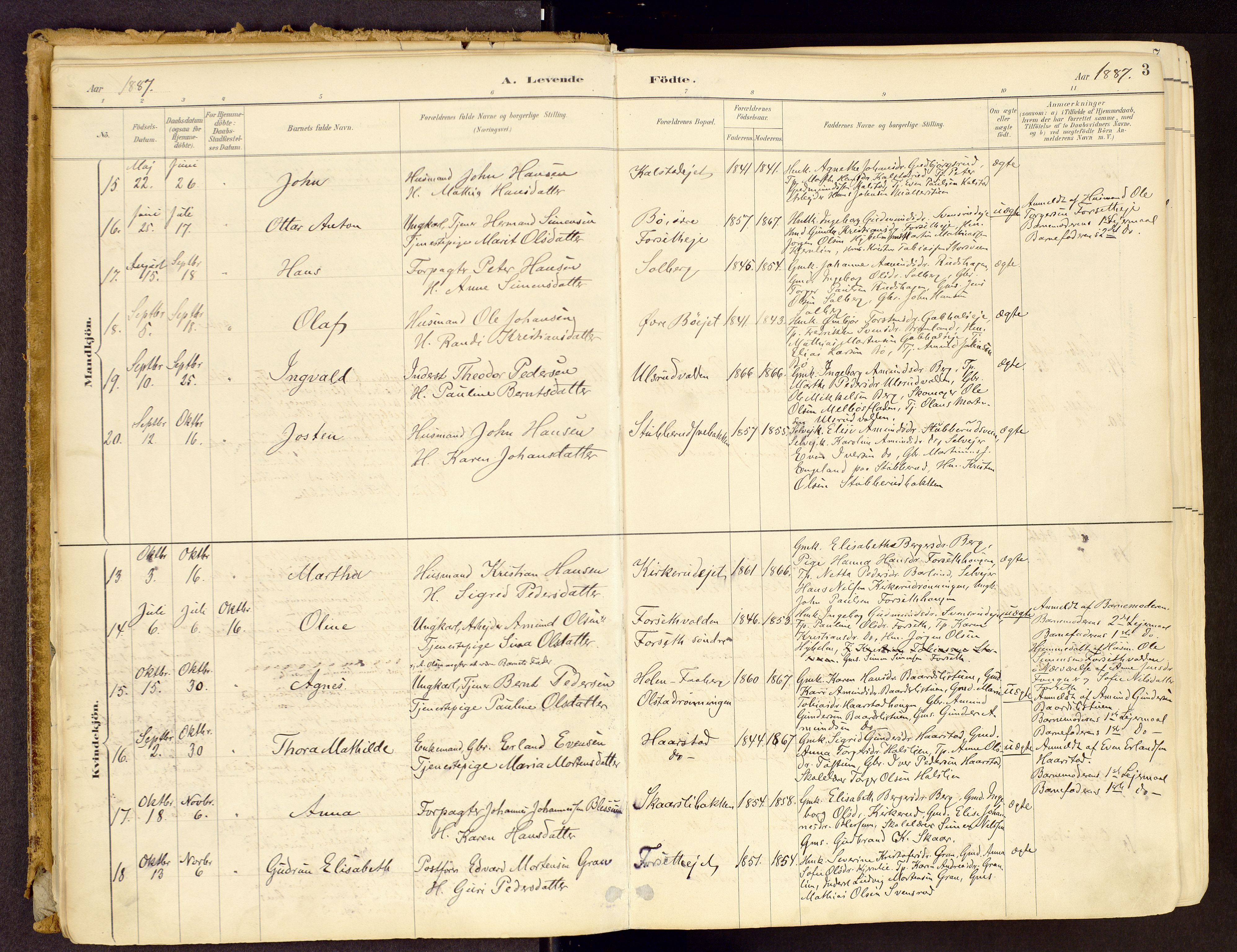 Vestre Gausdal prestekontor, AV/SAH-PREST-094/H/Ha/Haa/L0001: Parish register (official) no. 1, 1887-1914, p. 3