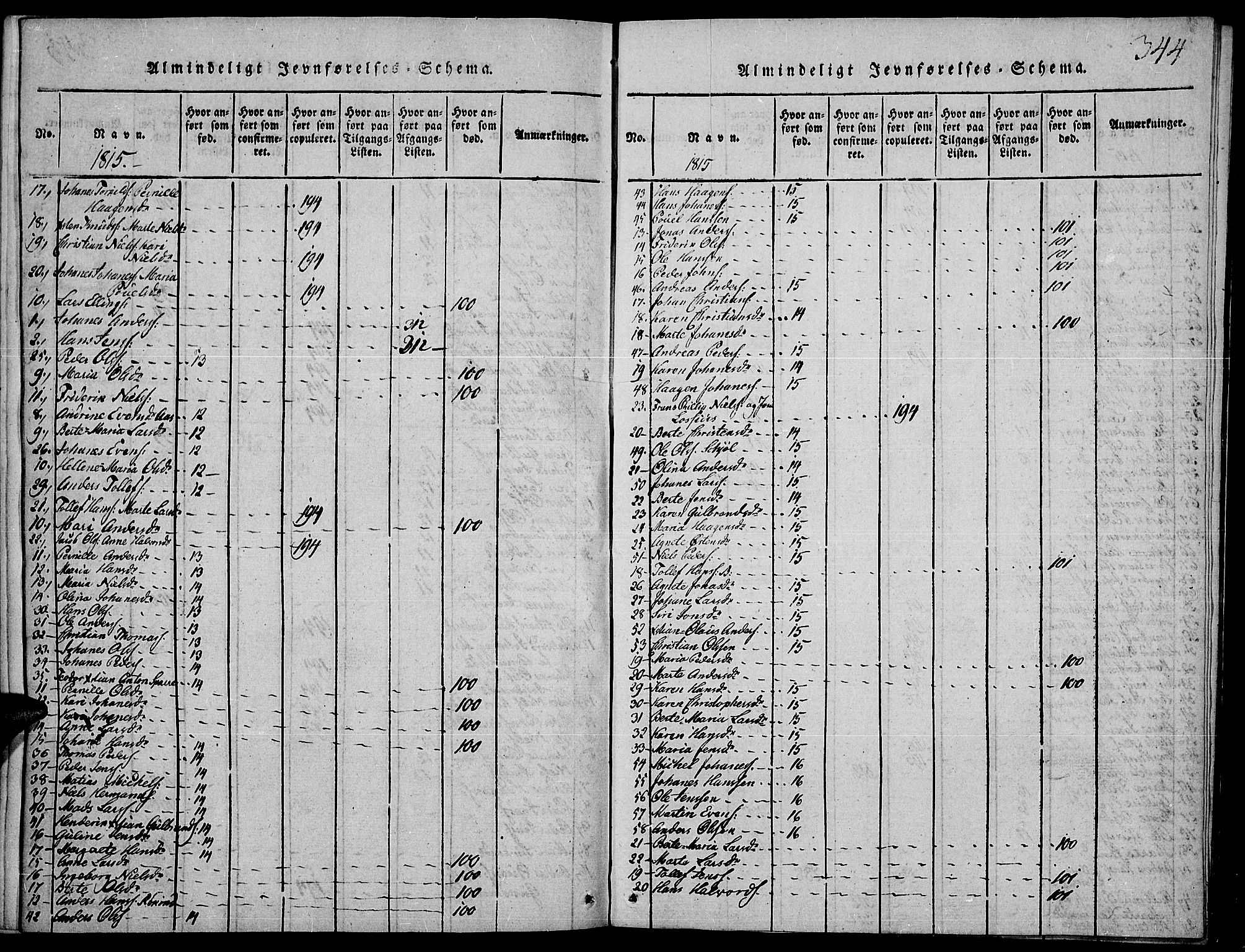 Toten prestekontor, SAH/PREST-102/H/Ha/Haa/L0009: Parish register (official) no. 9, 1814-1820, p. 344