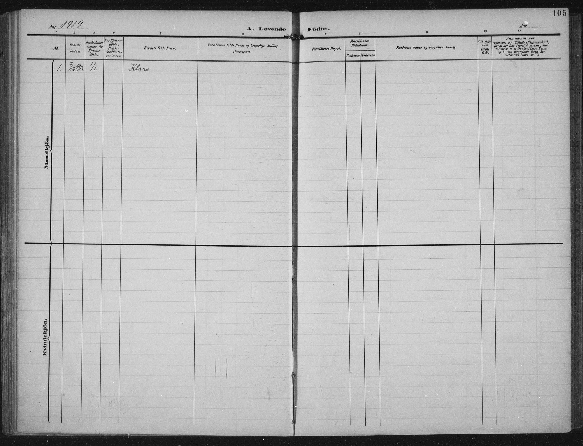 Lye sokneprestkontor, AV/SAST-A-101794/002/A/L0001: Parish register (official) no. A 12, 1904-1920, p. 105