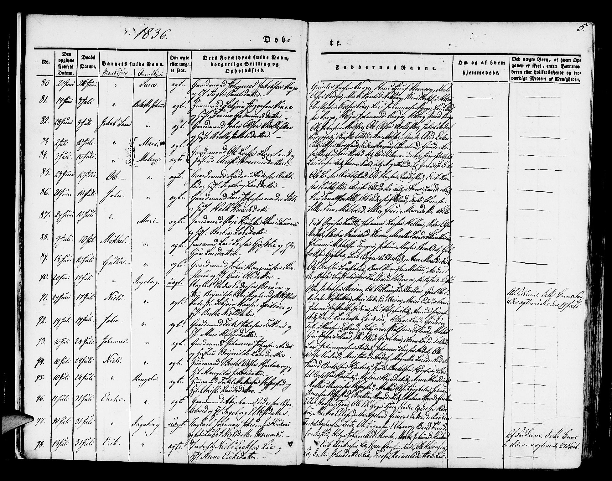 Finnås sokneprestembete, AV/SAB-A-99925/H/Ha/Haa/Haaa/L0006: Parish register (official) no. A 6, 1836-1850, p. 5