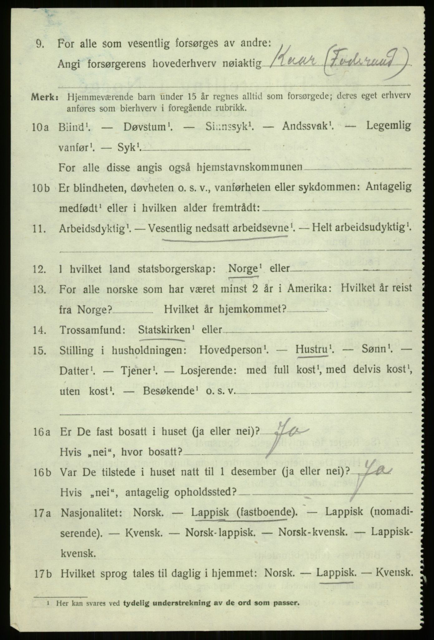 SATØ, 1920 census for Trondenes, 1920, p. 4598