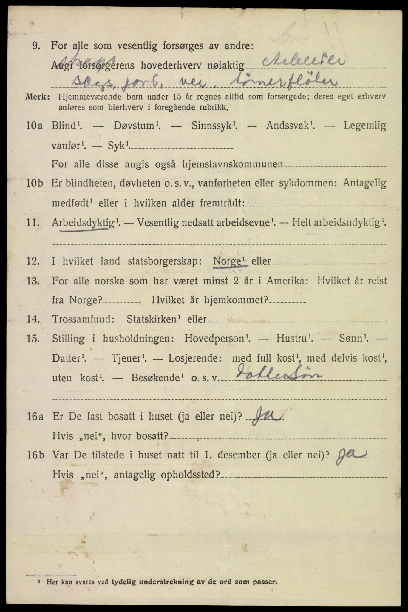 SAK, 1920 census for Hylestad, 1920, p. 1383