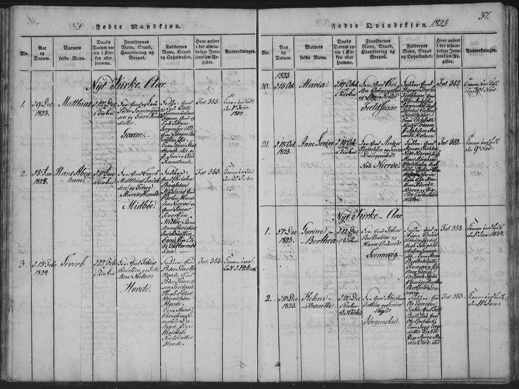 Sør-Audnedal sokneprestkontor, AV/SAK-1111-0039/F/Fa/Faa/L0001: Parish register (official) no. A 1, 1816-1848, p. 37