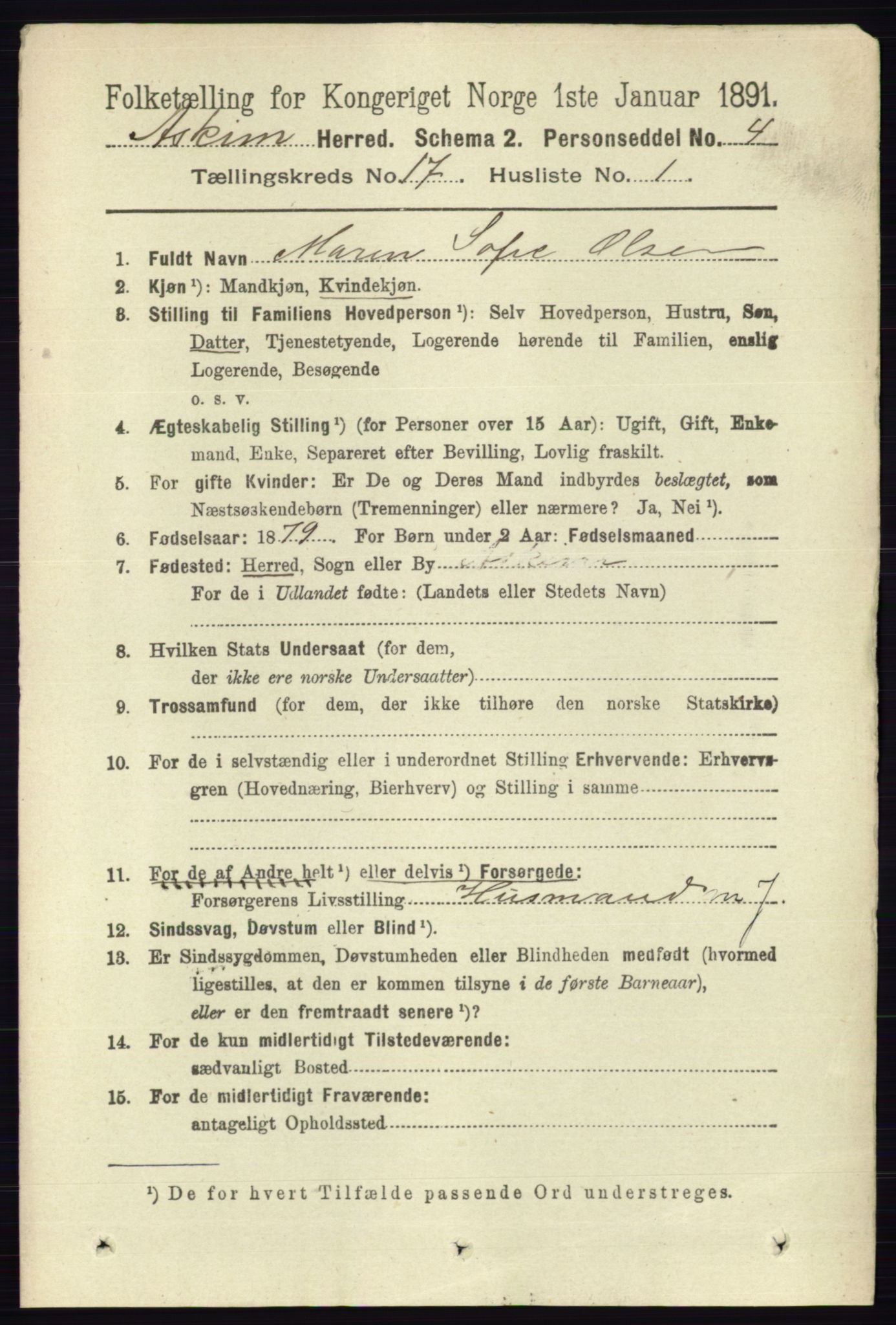 RA, 1891 census for 0124 Askim, 1891, p. 2860