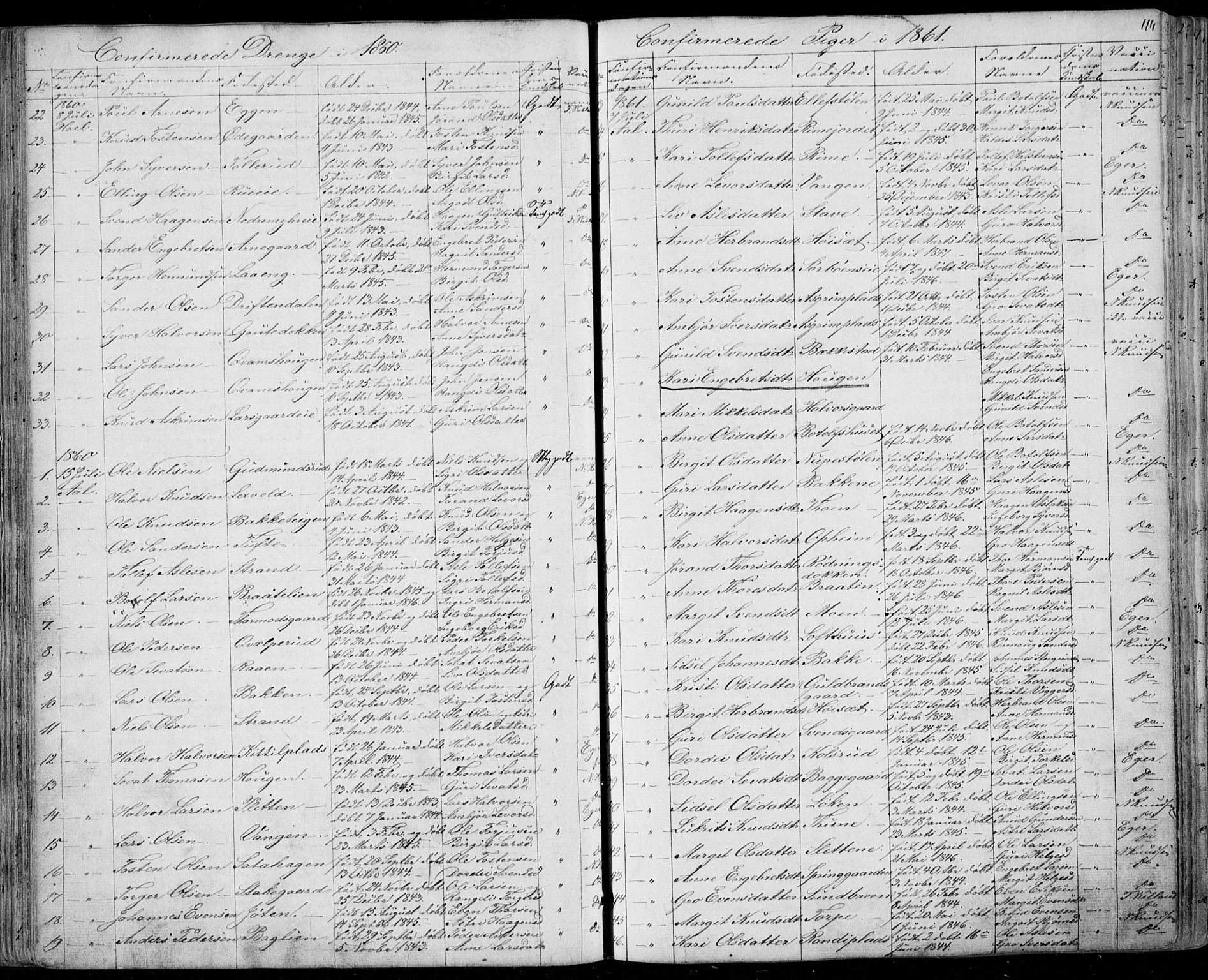 Ål kirkebøker, SAKO/A-249/F/Fa/L0006: Parish register (official) no. I 6, 1849-1864, p. 114