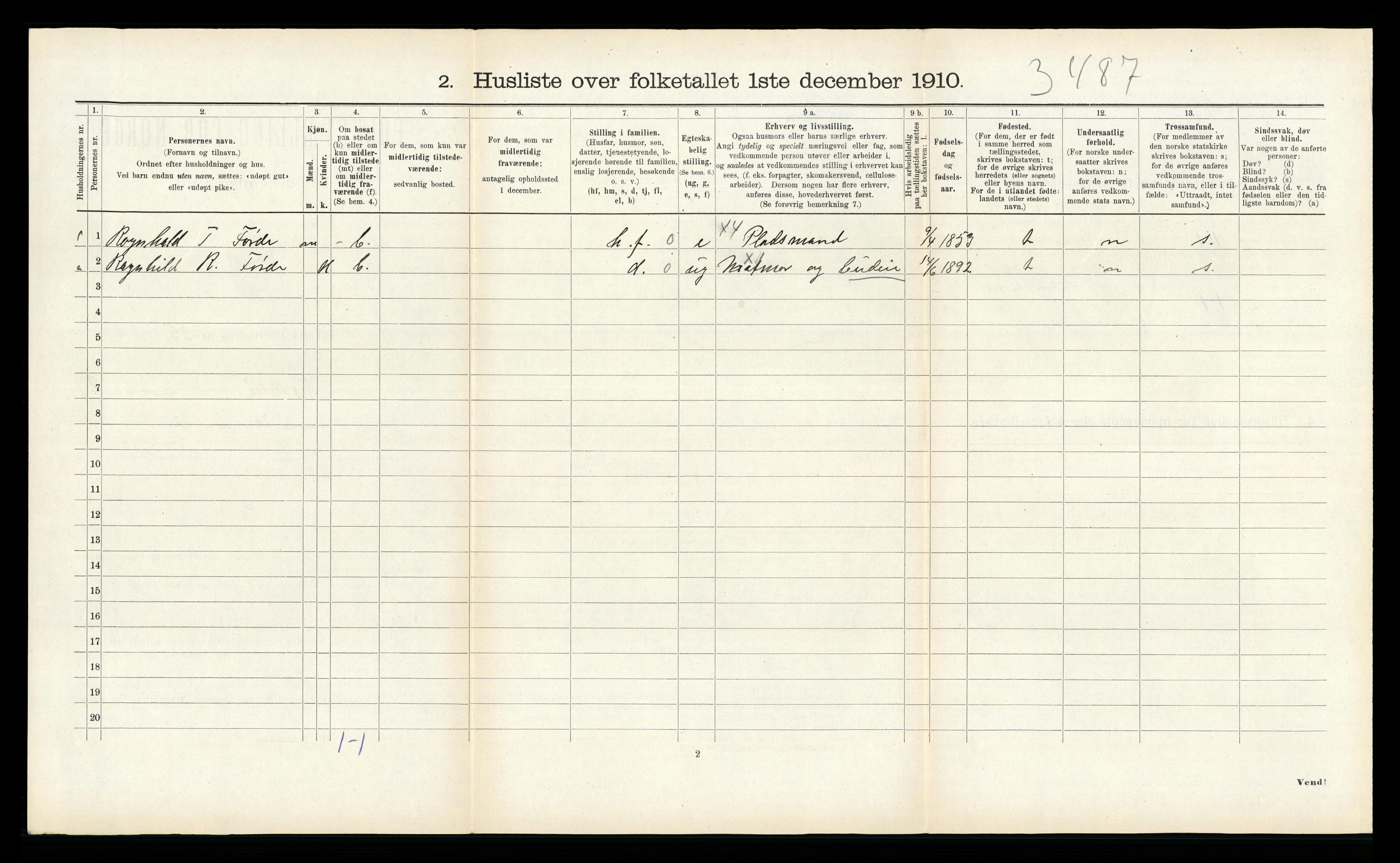 RA, 1910 census for Kyrkjebø, 1910, p. 174