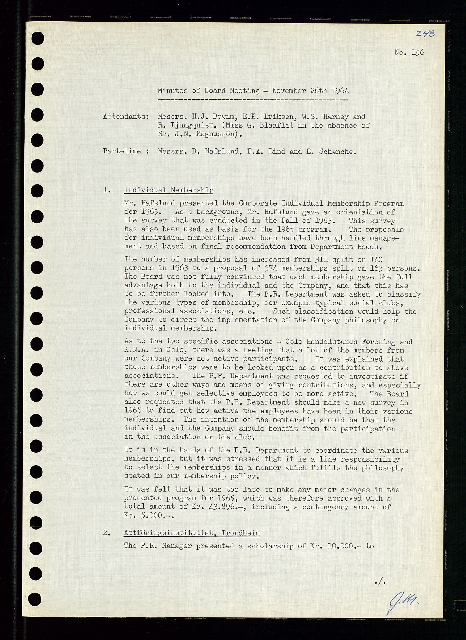 Pa 0982 - Esso Norge A/S, SAST/A-100448/A/Aa/L0001/0004: Den administrerende direksjon Board minutes (styrereferater) / Den administrerende direksjon Board minutes (styrereferater), 1963-1964, p. 14