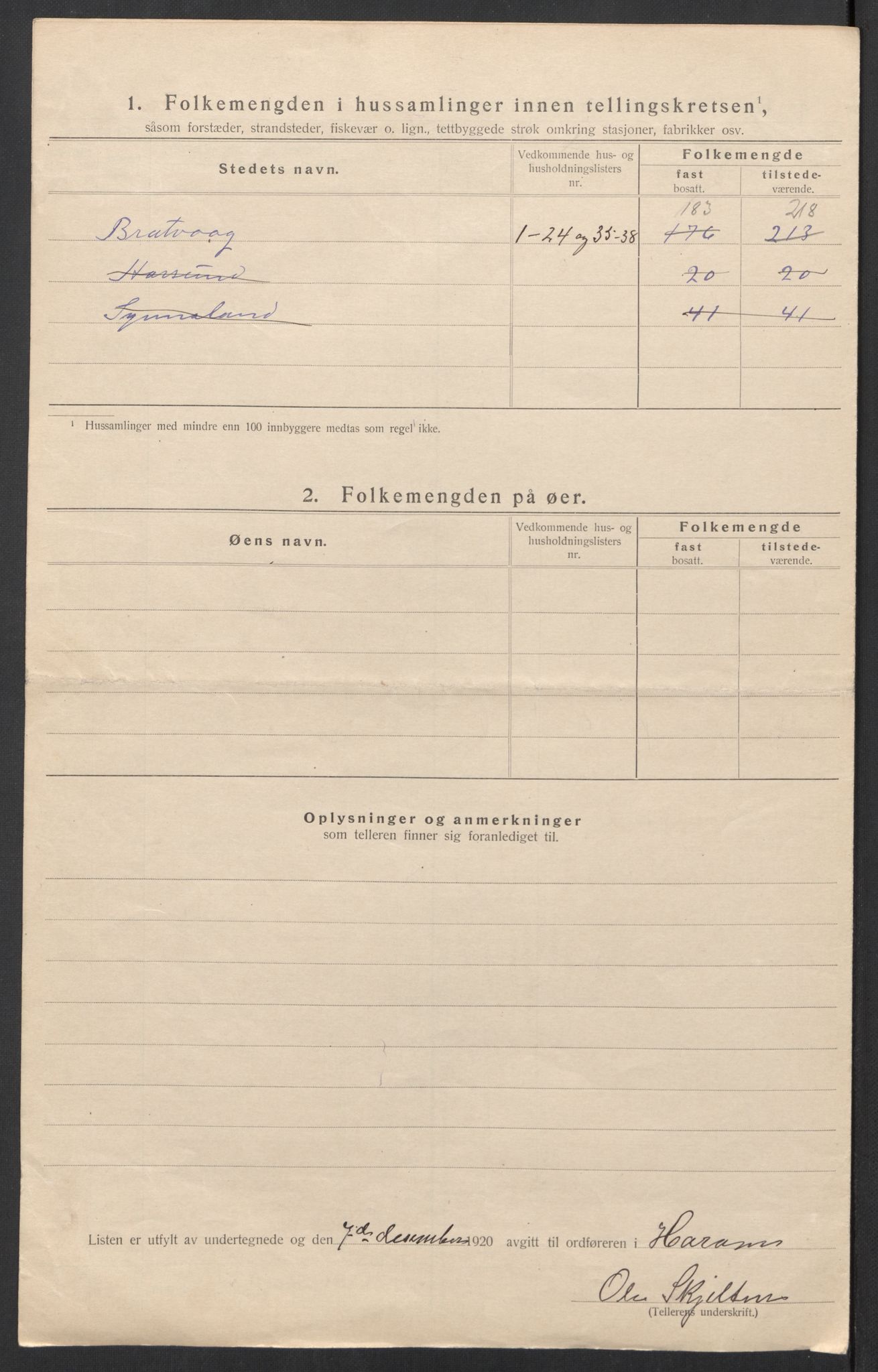 SAT, 1920 census for Haram, 1920, p. 17