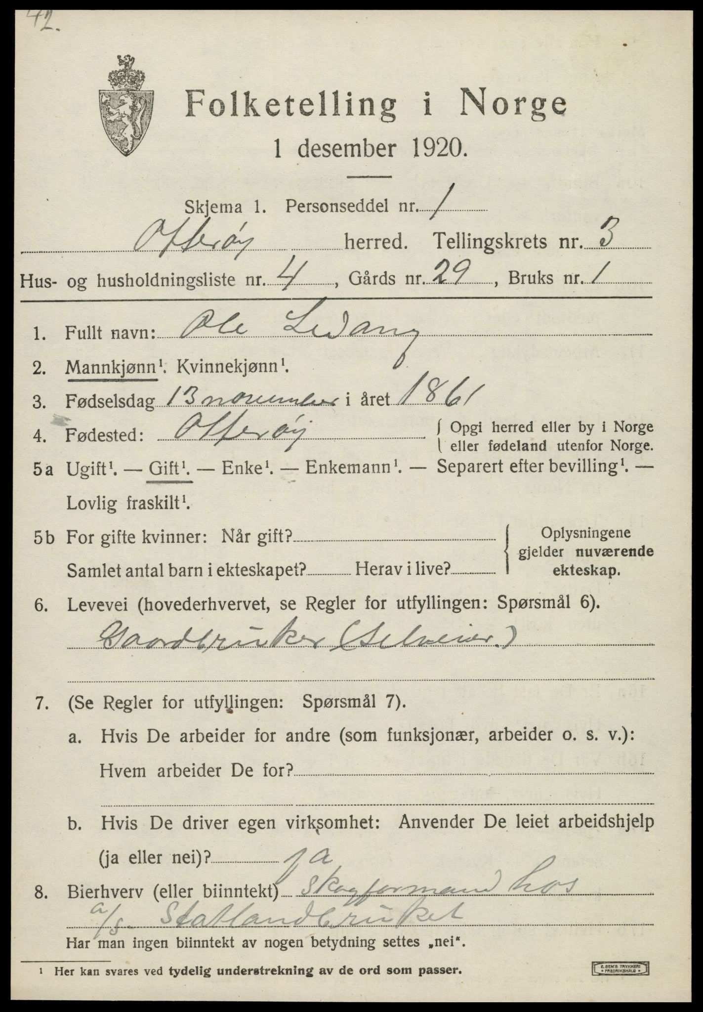 SAT, 1920 census for Otterøy, 1920, p. 1445