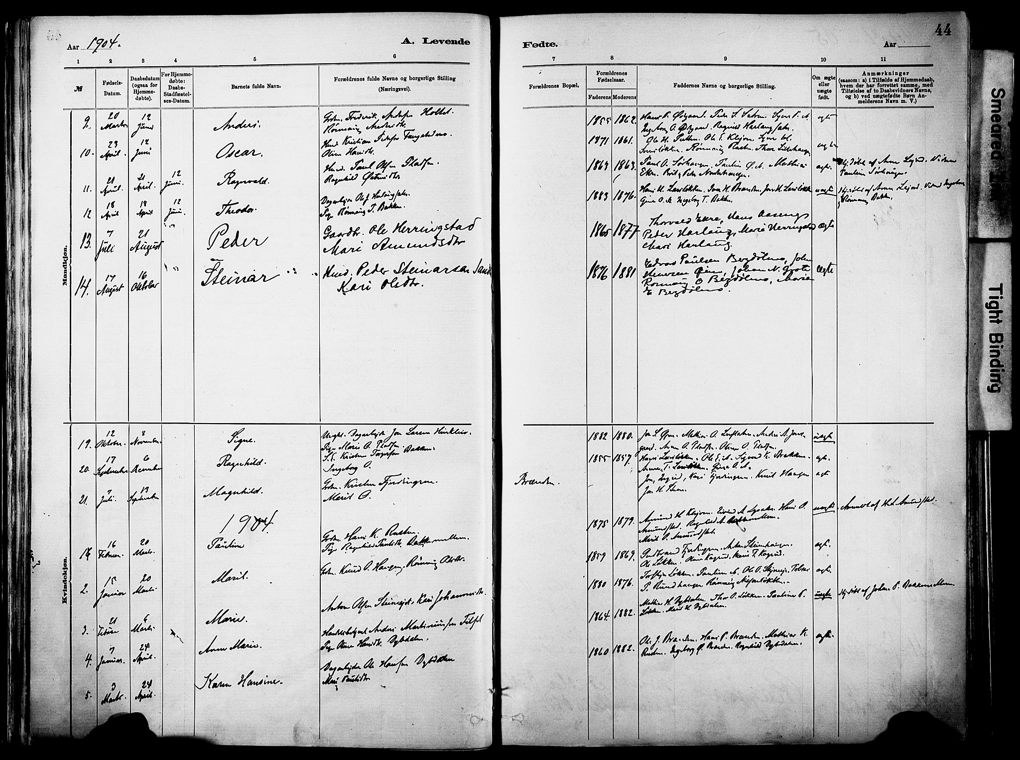 Vågå prestekontor, SAH/PREST-076/H/Ha/Haa/L0010: Parish register (official) no. 10, 1887-1904, p. 44