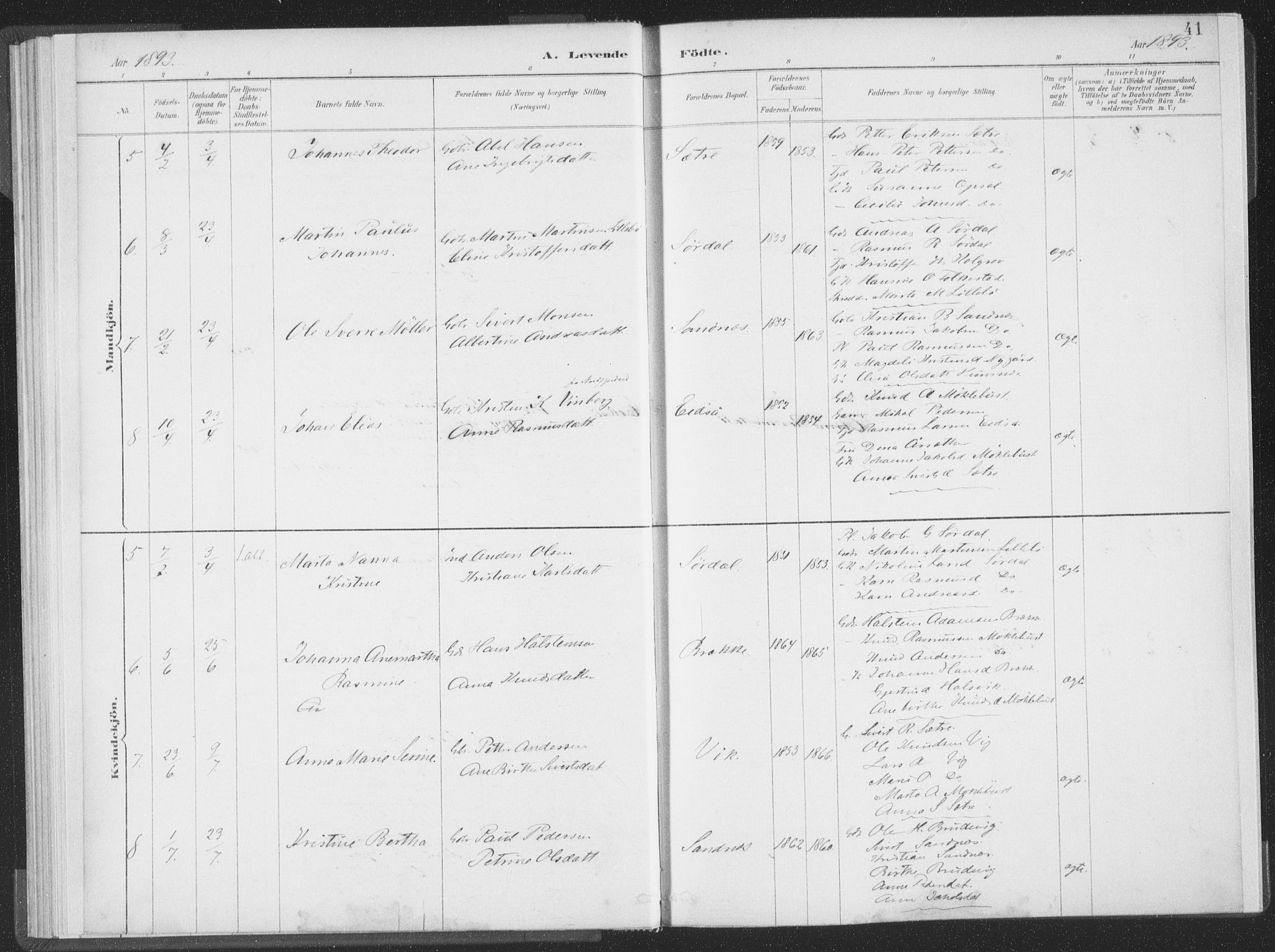 Ministerialprotokoller, klokkerbøker og fødselsregistre - Møre og Romsdal, AV/SAT-A-1454/502/L0025: Parish register (official) no. 502A03, 1885-1909, p. 41